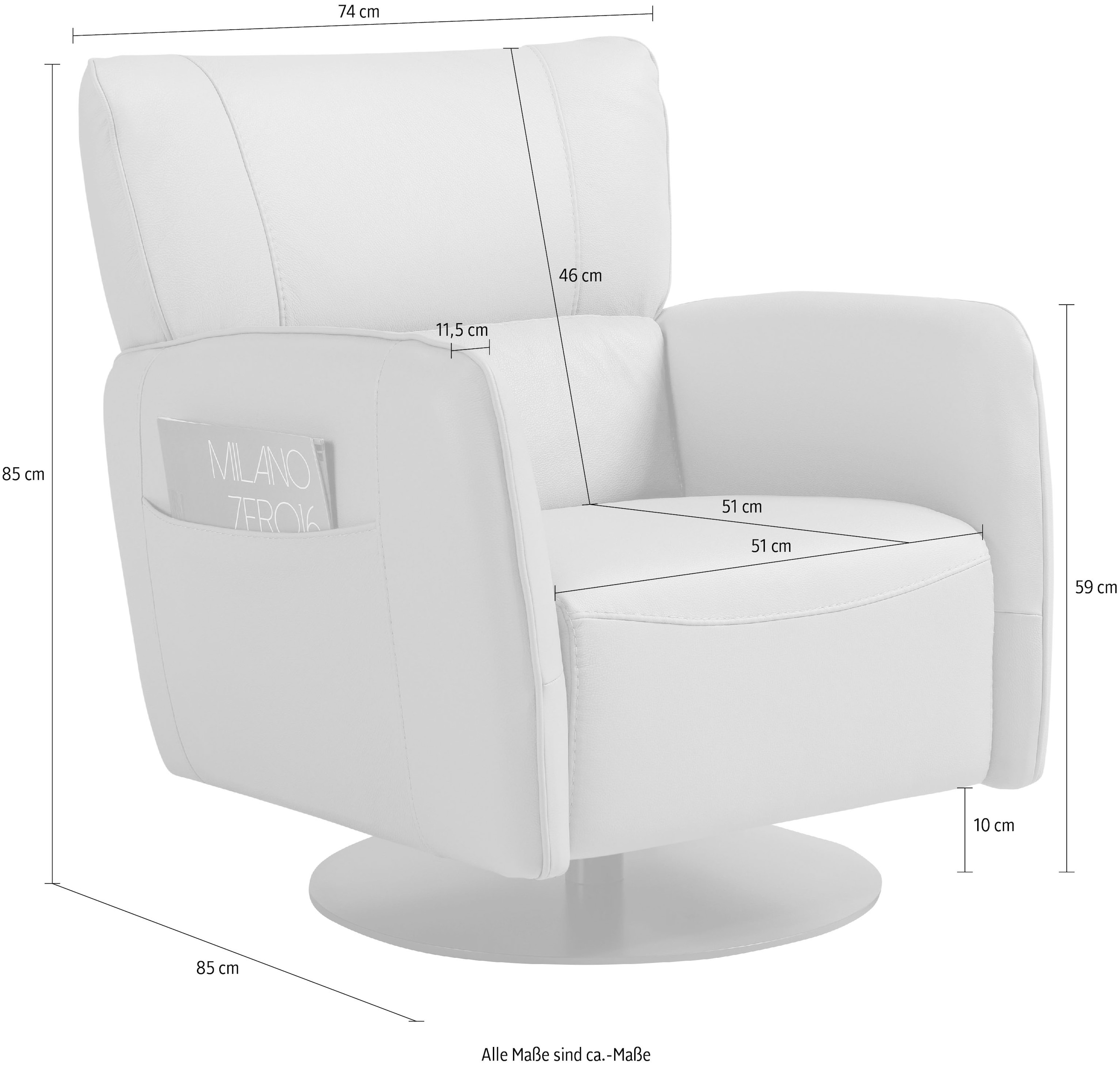 Egoitaliano Sessel »Honey« inkl. seitlicher Einstecktasche, drehbar und mit Wipp-Funktion