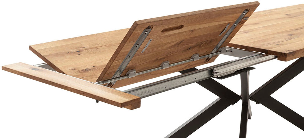 MCA furniture Esstisch »BARLETTA Auszugtisch 180-280 cm«, (Einzelstück), massiv,durchgehende Lamelle,aufgedoppelt,Metall,Tischplatte 5,0 cm