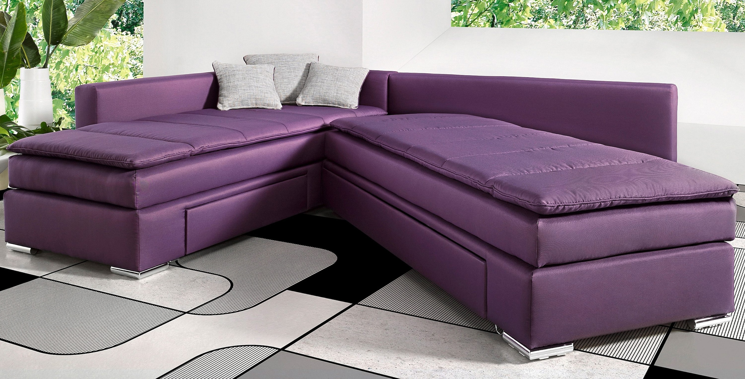 INOSIGN Ecksofa »Boxspringbett Night & Day L-Form mit Dauer-Schlaffunktion o. Armlehnen«, mit Boxspring-Bettfunktion 164x200 cm und Bettkasten, Dauerschläfer!