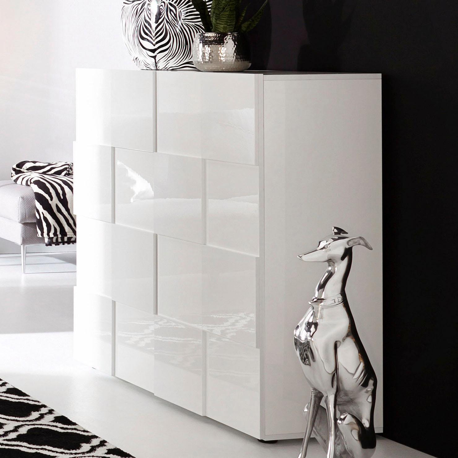 INOSIGN Highboard »Dama Höhe 111 cm, Breite 121 cm, Kommode 2 Türen, Hochkommode«, Front in 3D-Optik, viel Stauraum, verschiedene Farben