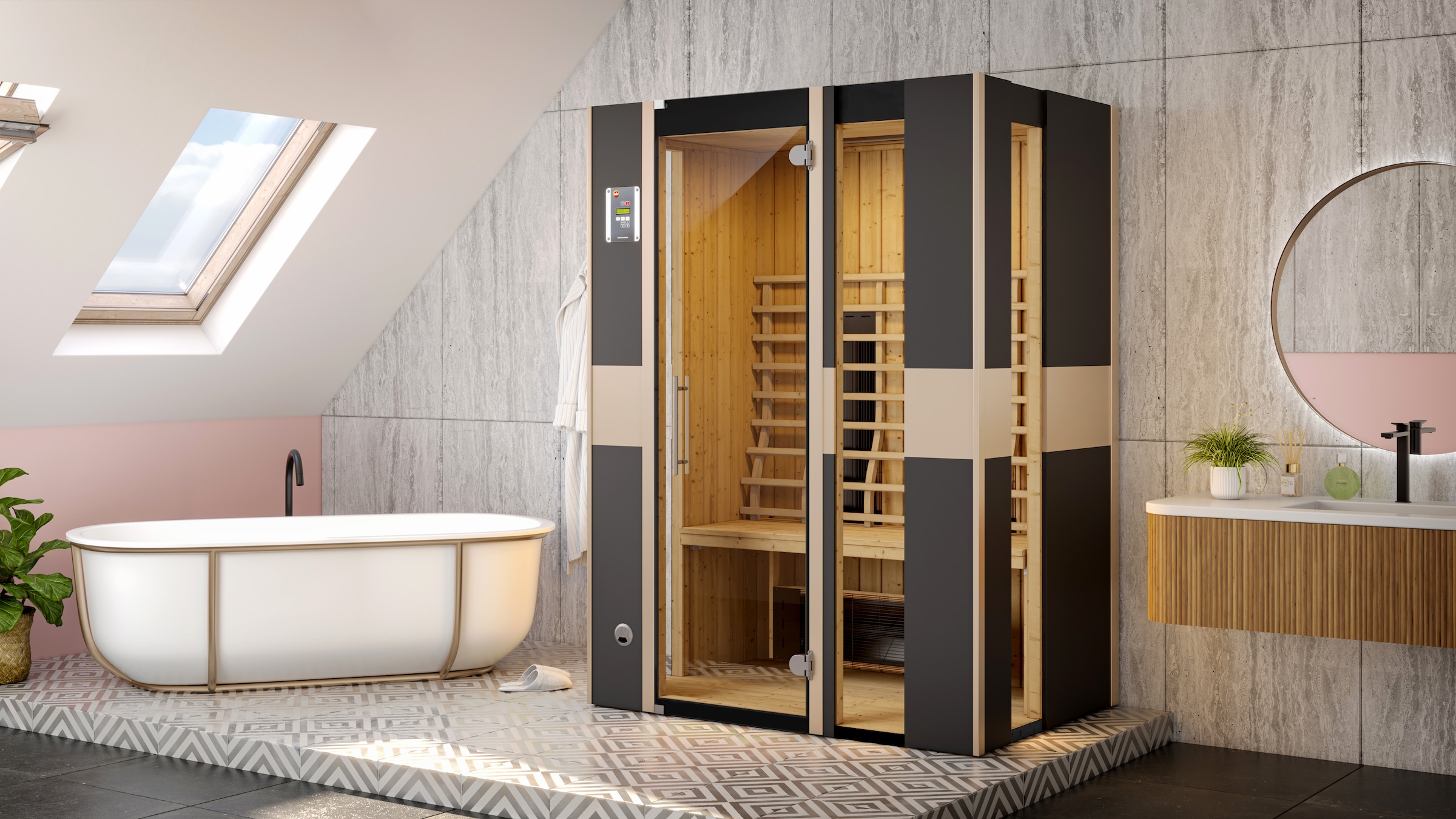 weka Infrarotkabine »Infrarotkabine MILA 2«, sportlichesDesign, farblich abgesetzt, 3 Fensterelemente