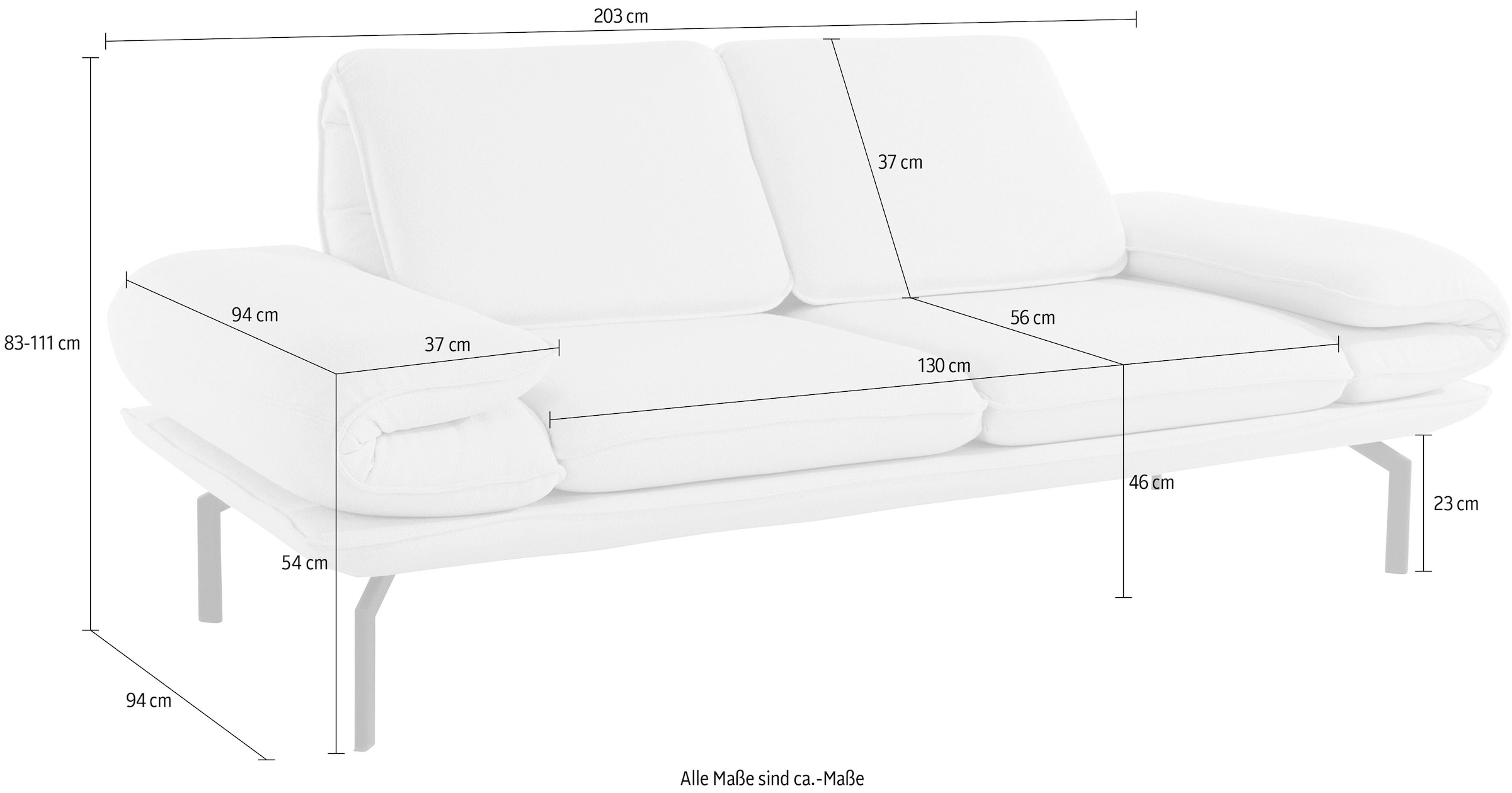 DOMO collection 2-Sitzer »New York«, wahlweise mit Armlehnen- und  Rückenfunktion, mit Winkelfuß aus Metall auf Raten bestellen