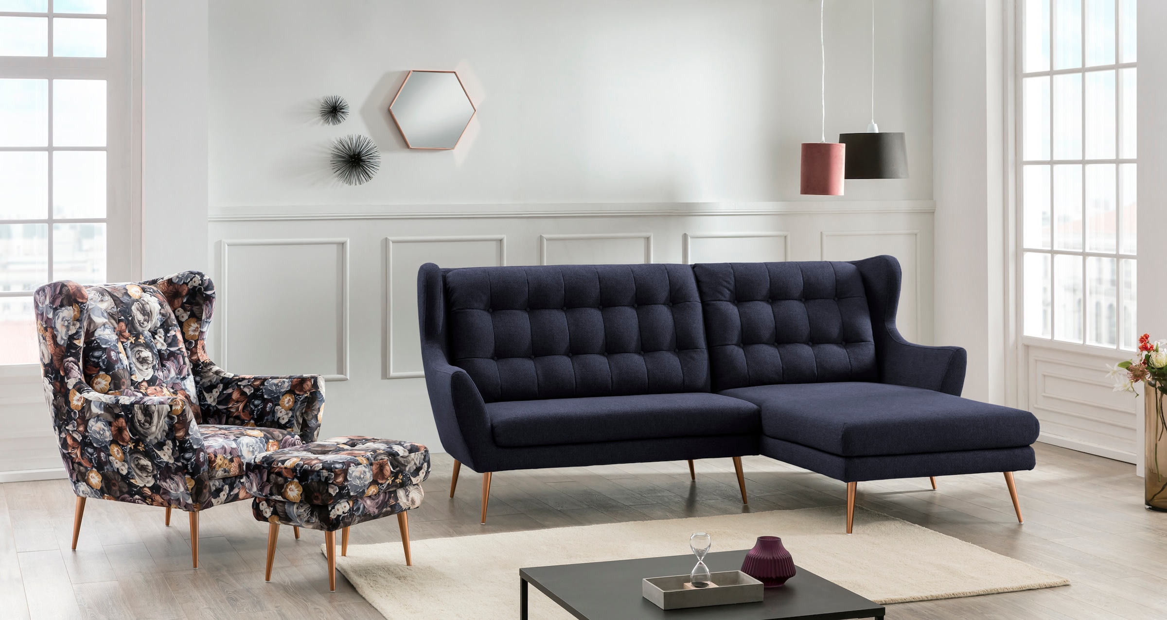 Home affaire Ecksofa »Henry Louanne, L-Form« wahlweise mit Messingfüßen günstig online kaufen