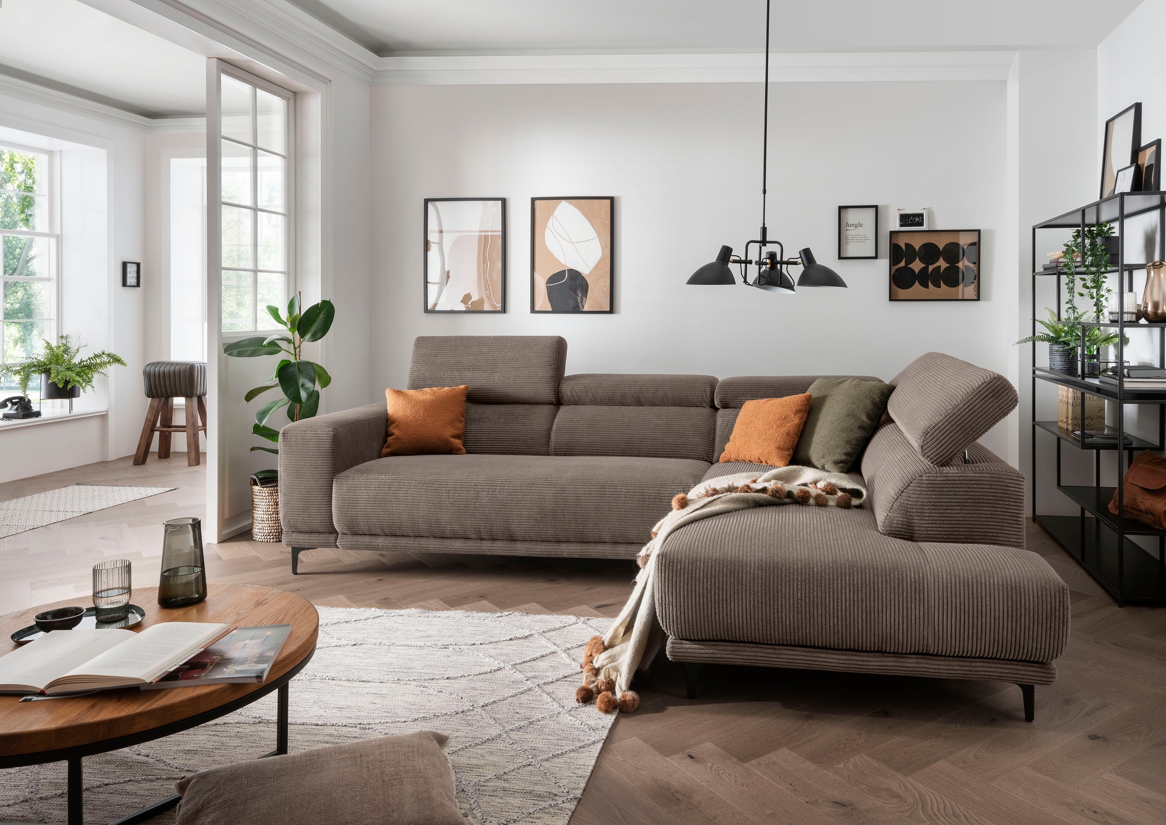 alina Ecksofa »Hikari«, wahlweise mit Sitzvorzug, in modernem Cordstoff, Breite 276 cm