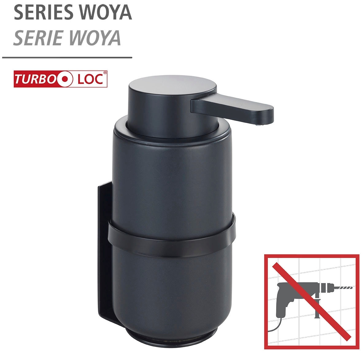 WENKO Seifenspender »Woya«, (1 tlg.), Schwarz, Keramik, 250 ml
