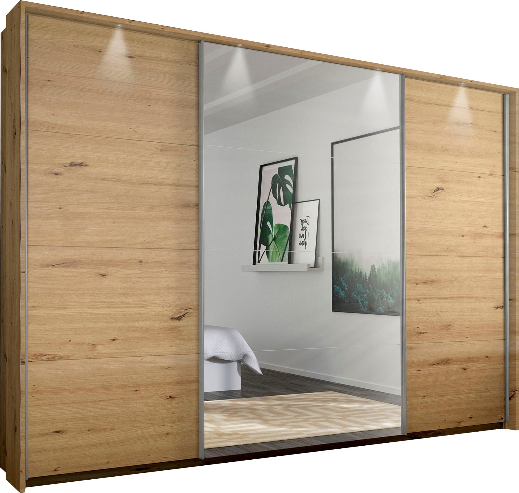 rauch Schwebetürenschrank »Kleiderschrank Schrank Garderobe Wäscheschrank TOMA mit Passepartout«, inkl. Regaleinsatz sowie zusätzlichen Einlegeböden MADE IN GERMANY