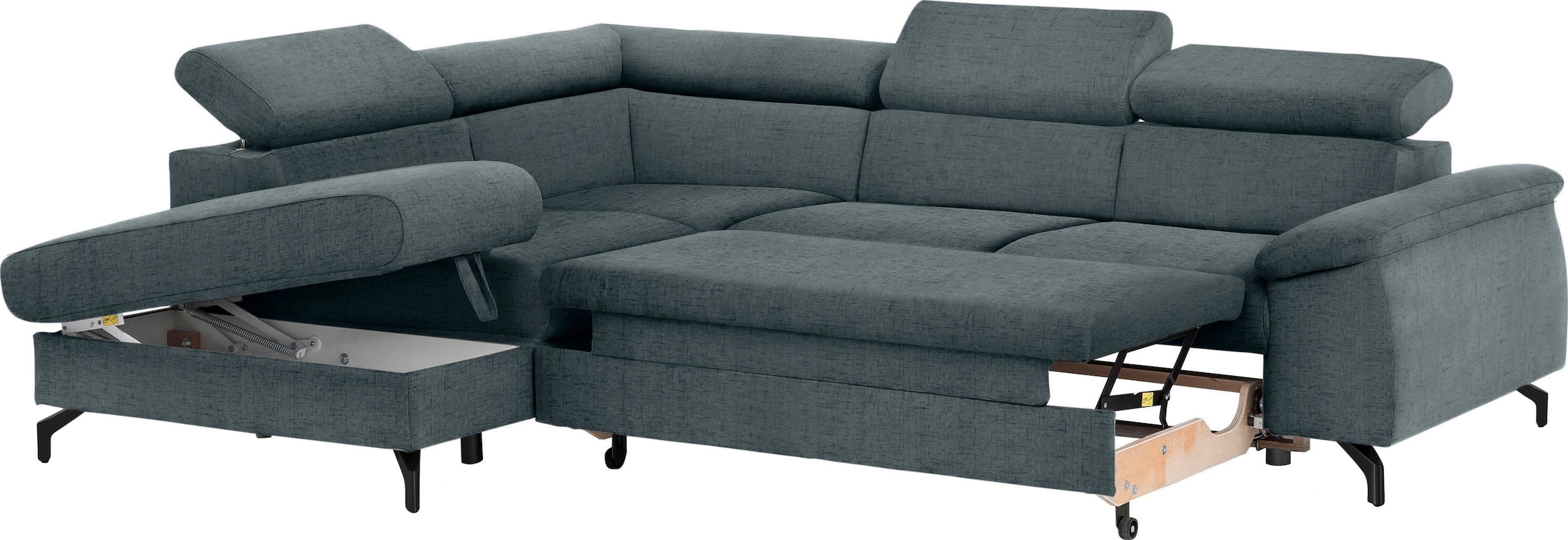 COTTA Polstergarnitur »Komaris L-Form«, (Set), Set bestehend aus: Ecksofa mit Kopfteilverstellung & Hocker