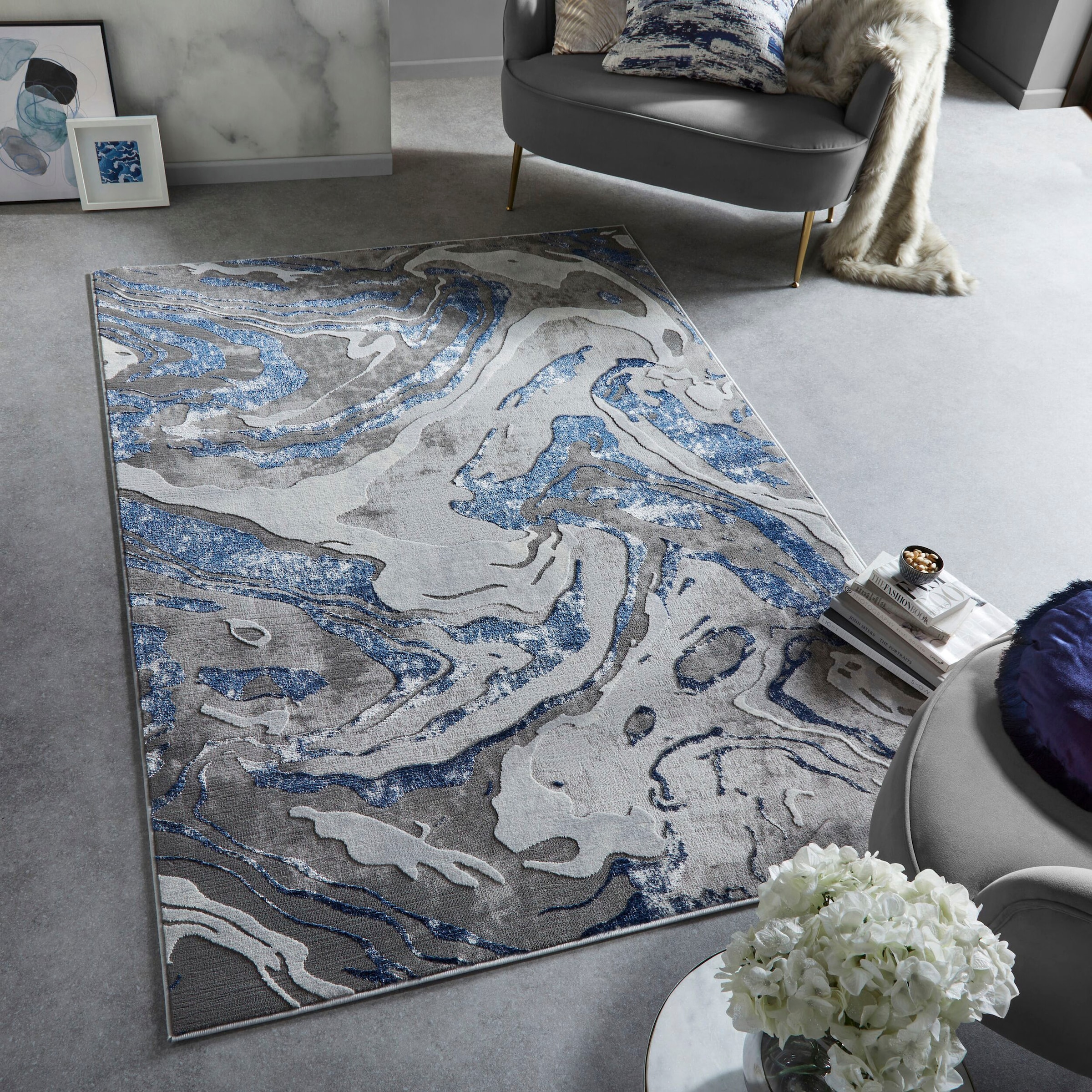 FLAIR RUGS Teppich »Marbled«, rechteckig, 12 mm Höhe, dezenter Glanz, mehrf günstig online kaufen