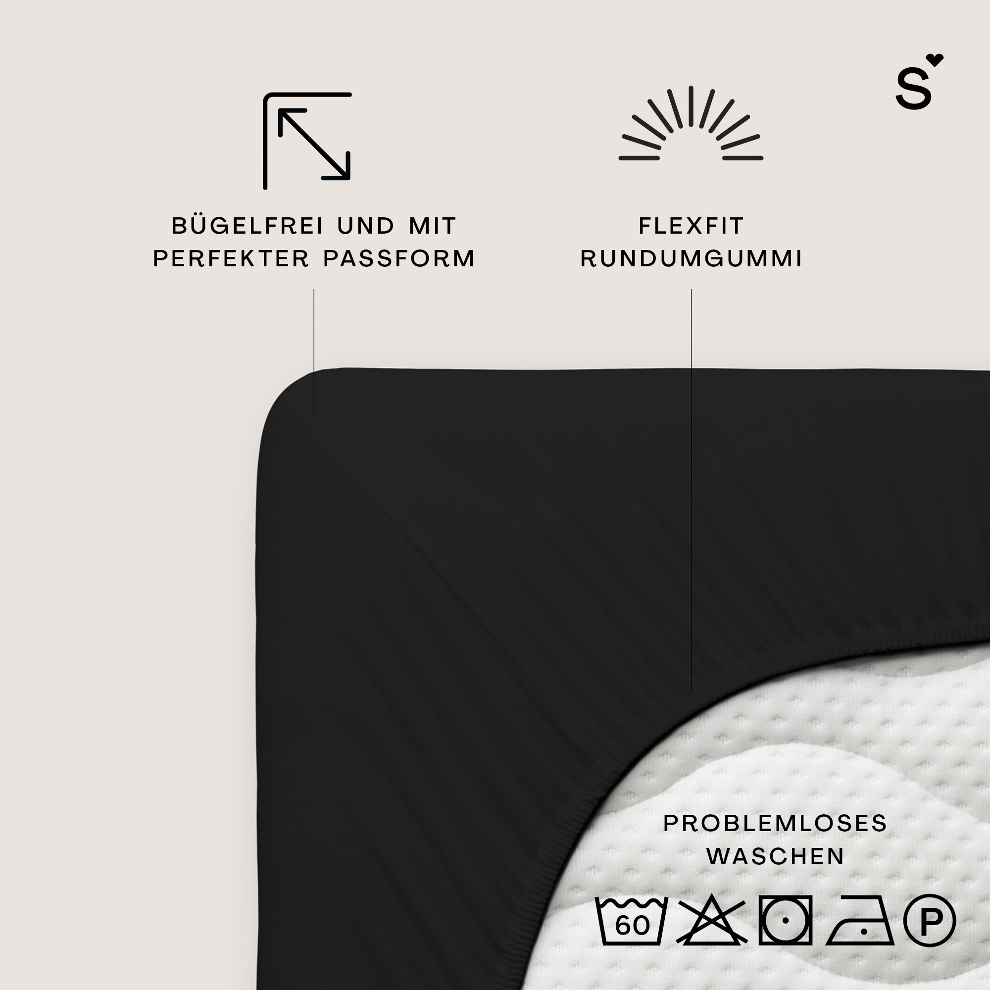 Schlafgut Spannbettlaken »Basic Cotton Bettlaken, 160 g/m², 100% Baumwolle, Spannbetttuch« Spannbettlaken bis 22 cm Matratzenhöhe, bügelfrei und pflegeleicht