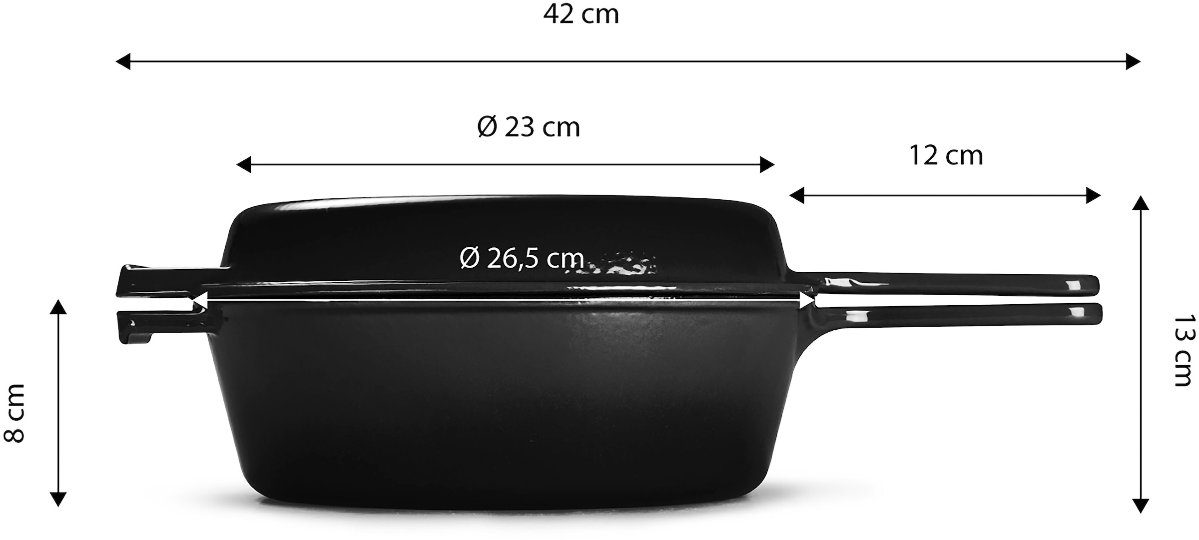 ECHTWERK Schmortopf »2 in 1 Set - Topf & Pfanne aus Gusseisen«, Gusseisen, (Set, 2 tlg.), Mit allen Herdarten kompatibel, ergonomische Griffe