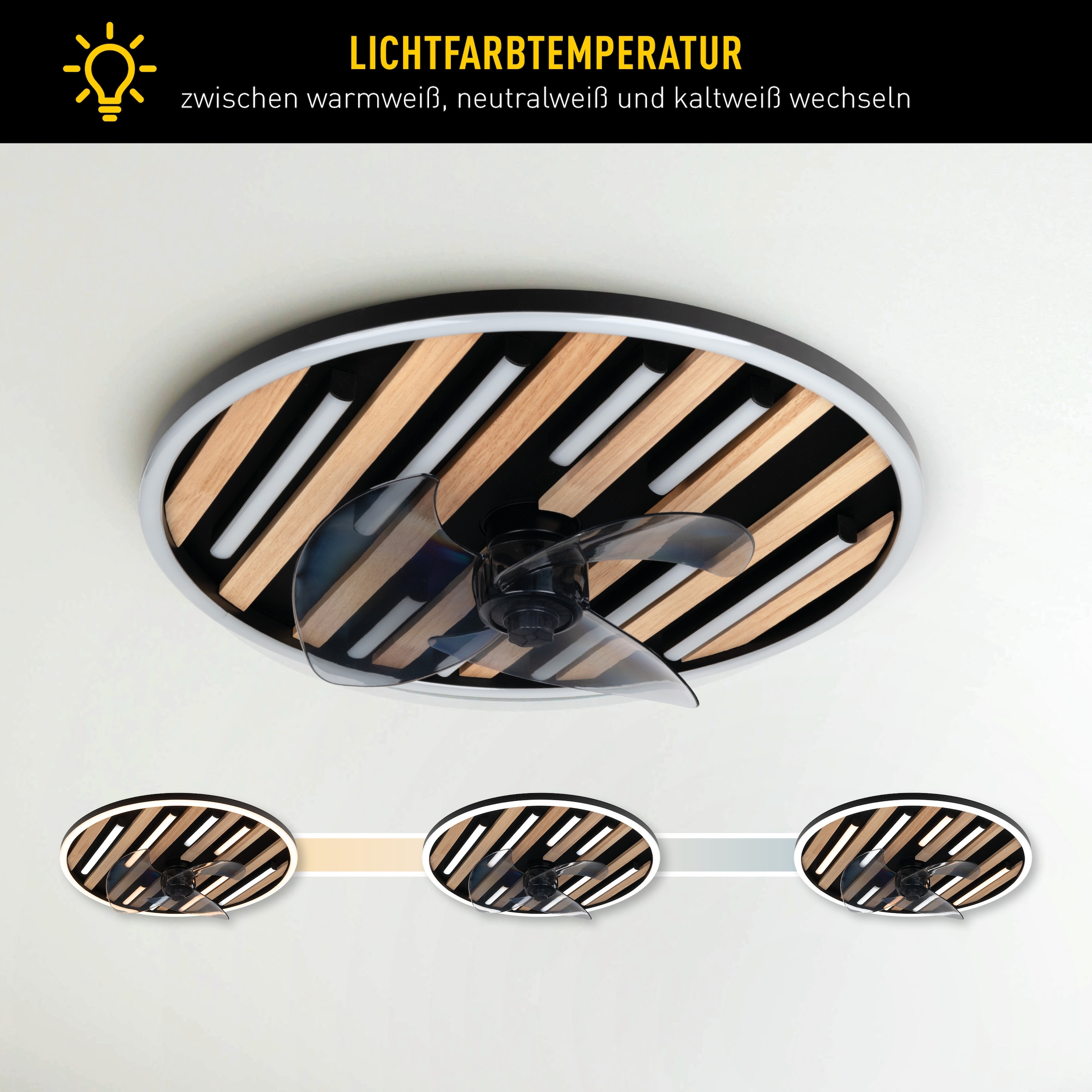 OTTO home LED Deckenleuchte »Deckenventilator Vollo« LED-Modul 1 Stk. warmweiß - kaltweiß inkl. Ventilator, dimmbar, CCT, Memory, Nachtlicht, Timer, IR-Fernbed.