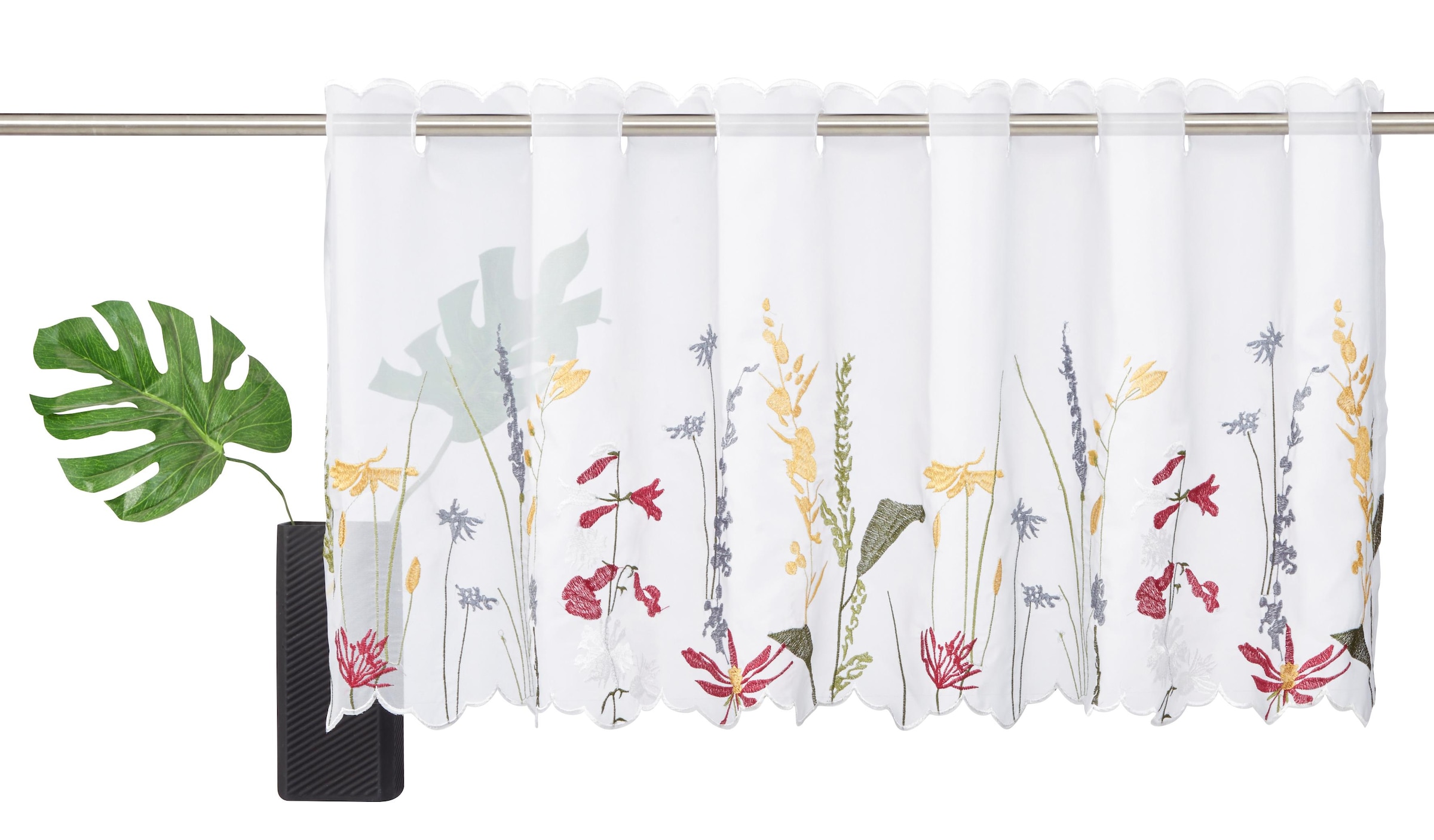 Home affaire Scheibengardine »Bille«, (1 St.), transparent, mit einseitiger Stickerei, waschbar, Blumen