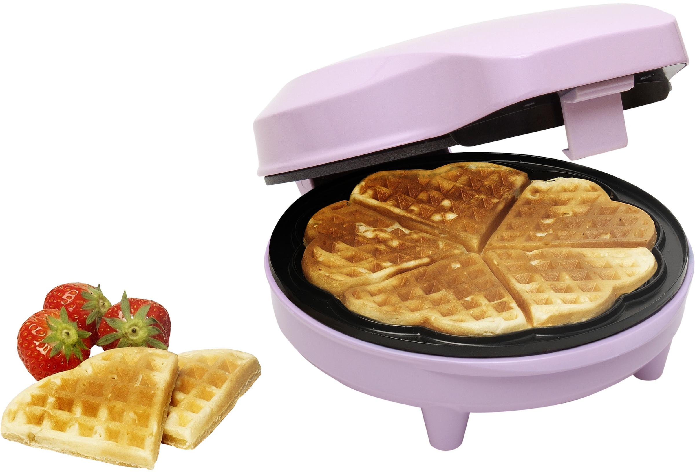 bestron Waffeleisen »ASW217pink Sweet Dreams«, 700 W, für klassische Herzwaffeln, mit Antihaftbeschichtung, Retro Design