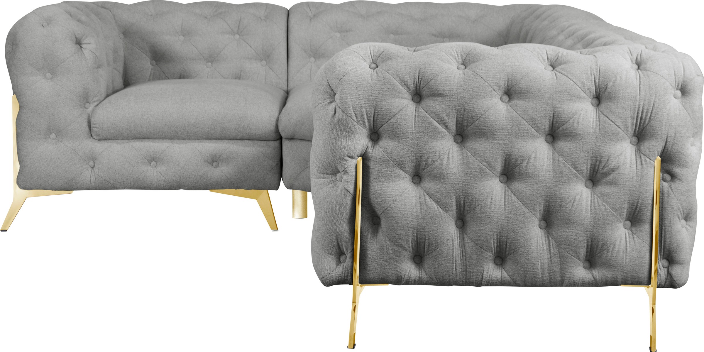 Leonique Chesterfield-Sofa »Amaury L-Form«, moderne Chersterfield-Optik, Breite 262 cm, Fußfarbe wählbar