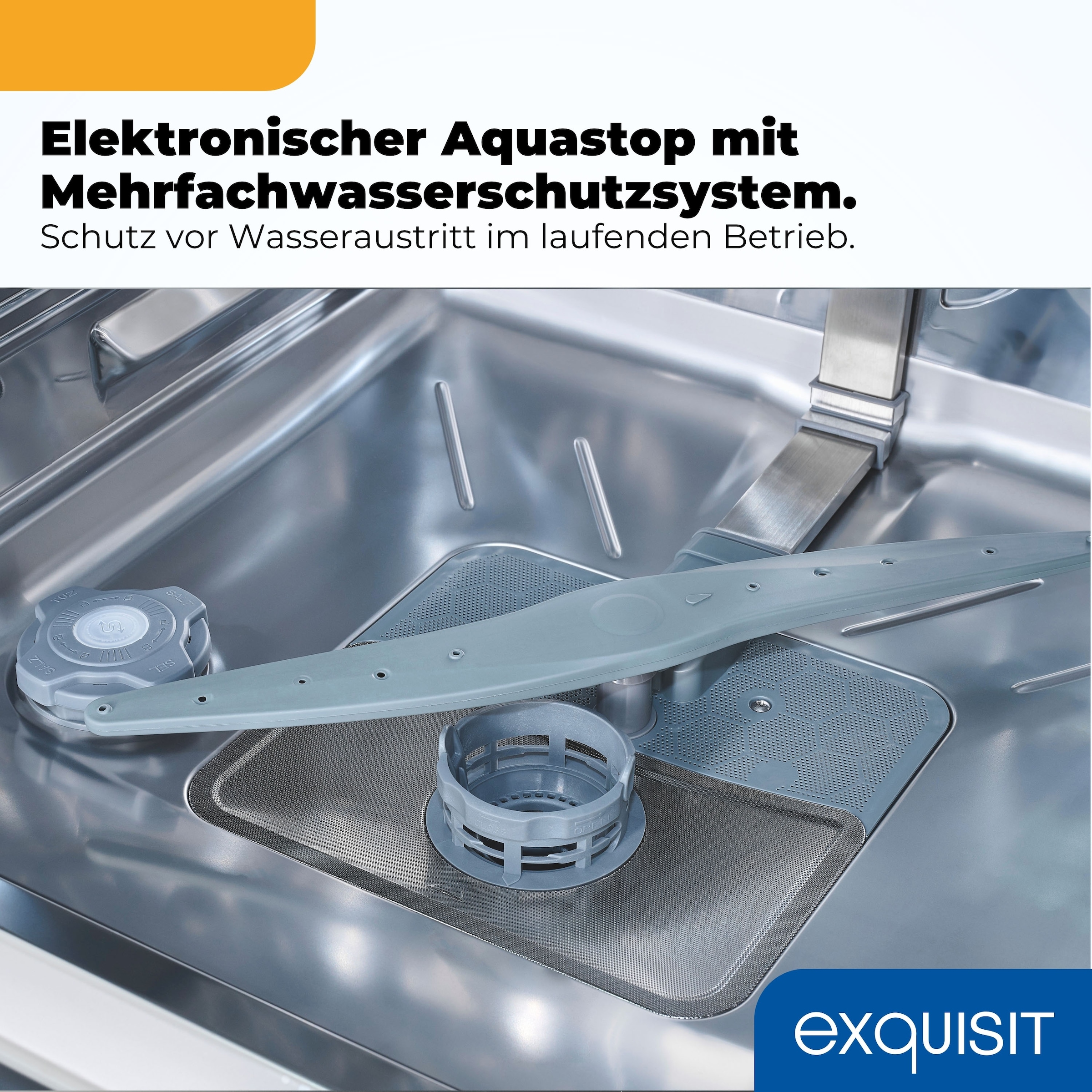 exquisit Standgeschirrspüler 9616 »GSP9616-450B inox« 10,9 l 16 tlg. Maßgedecke 16 Maßgedecke & flüsterleise 44 dB – stark und angenehm ruhig