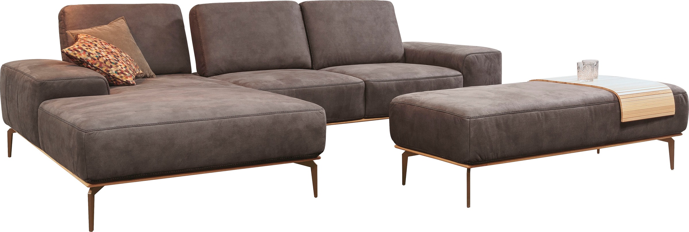 W.SCHILLIG Polsterhocker »run«, mit Holzsockel, Füße in Bronze pulverbeschichtet, Breite 150 cm