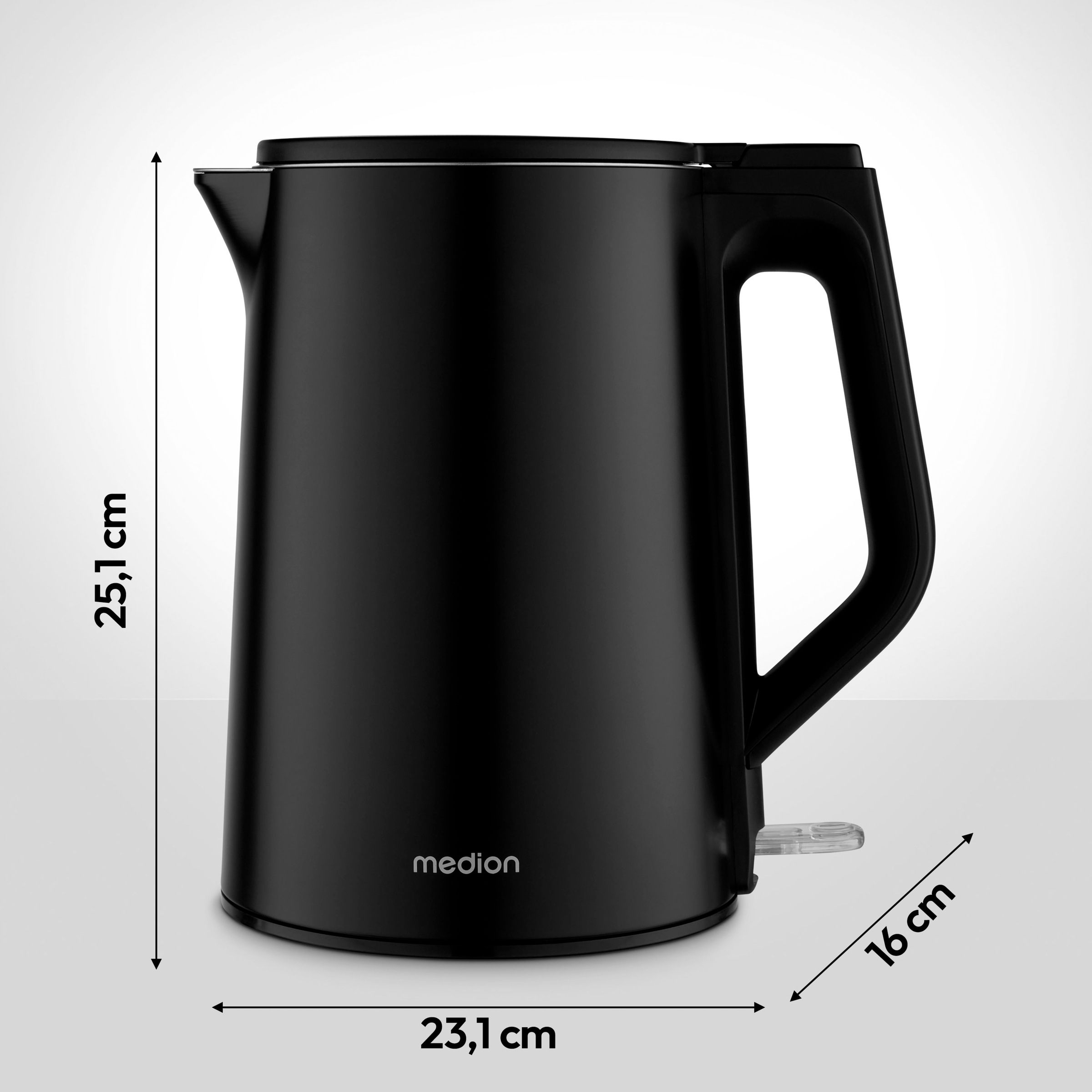 Medion® Wasserkocher »MD12105« 1,5 l 2200 W 2.200 W, 1,5 L, Doppelwandiges Edelstahlgehäuse, 360° basis