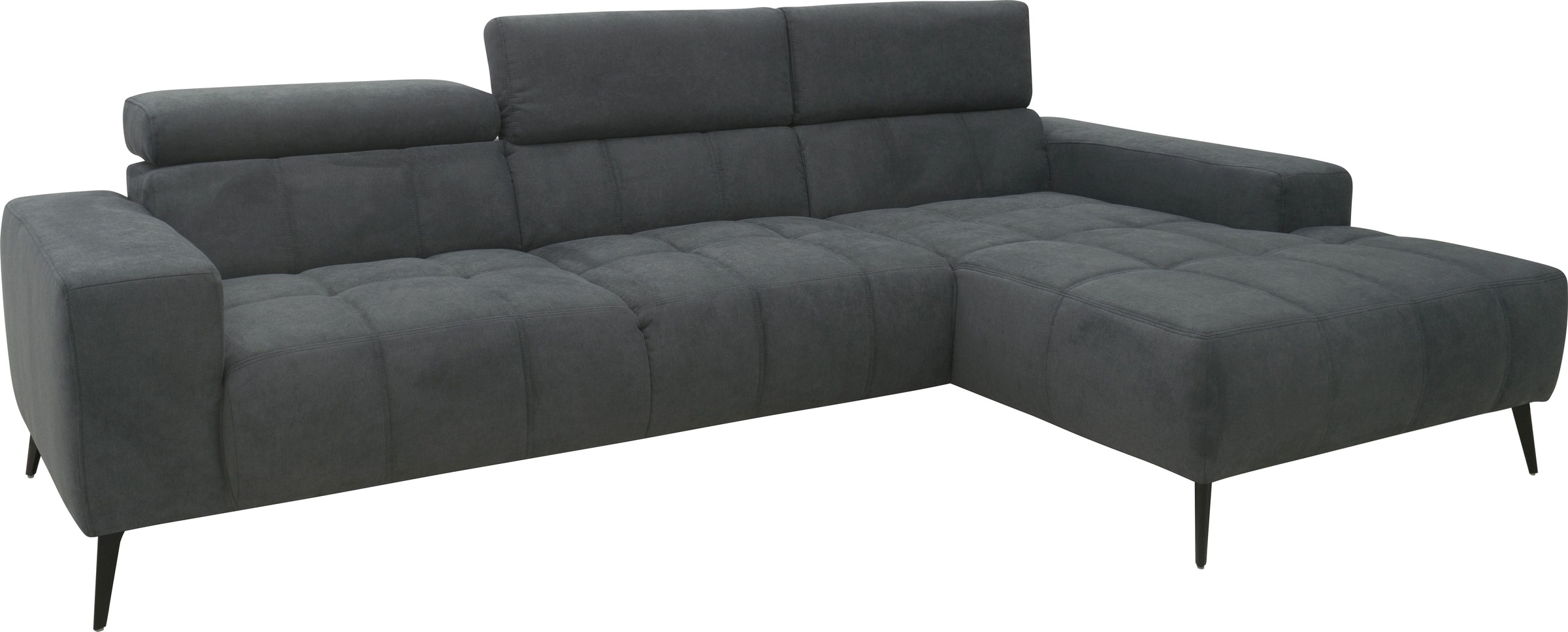 DOMO collection Ecksofa »Trento L-Form, mit Kufenfuß oder Einzelfuß«, wahlweise mit Kopfteilverstellung, Recamiere links/rechts bestellbar