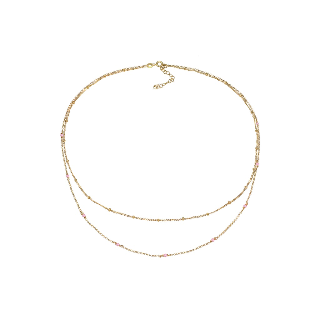 Elli Gliederkette »Layer Rosa Quarz Kugeln Beads 925 Silber«