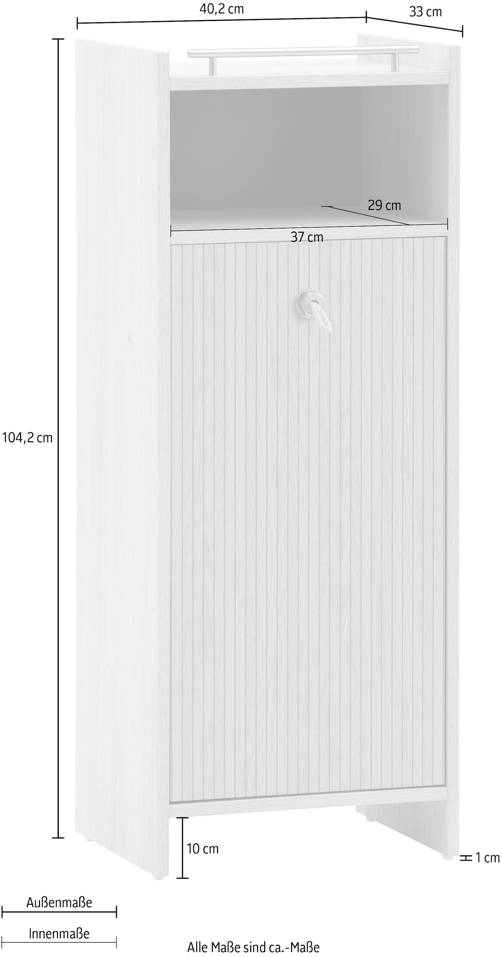 Schildmeyer Midischrank »SONDERBY, 1 Tür & 1 offenes Fach, Höhe 104,2 cm, MADE IN GERMANY« 1 Stk. tlg. Seilgriffe im maritimen Look, MADE IN GERMANY