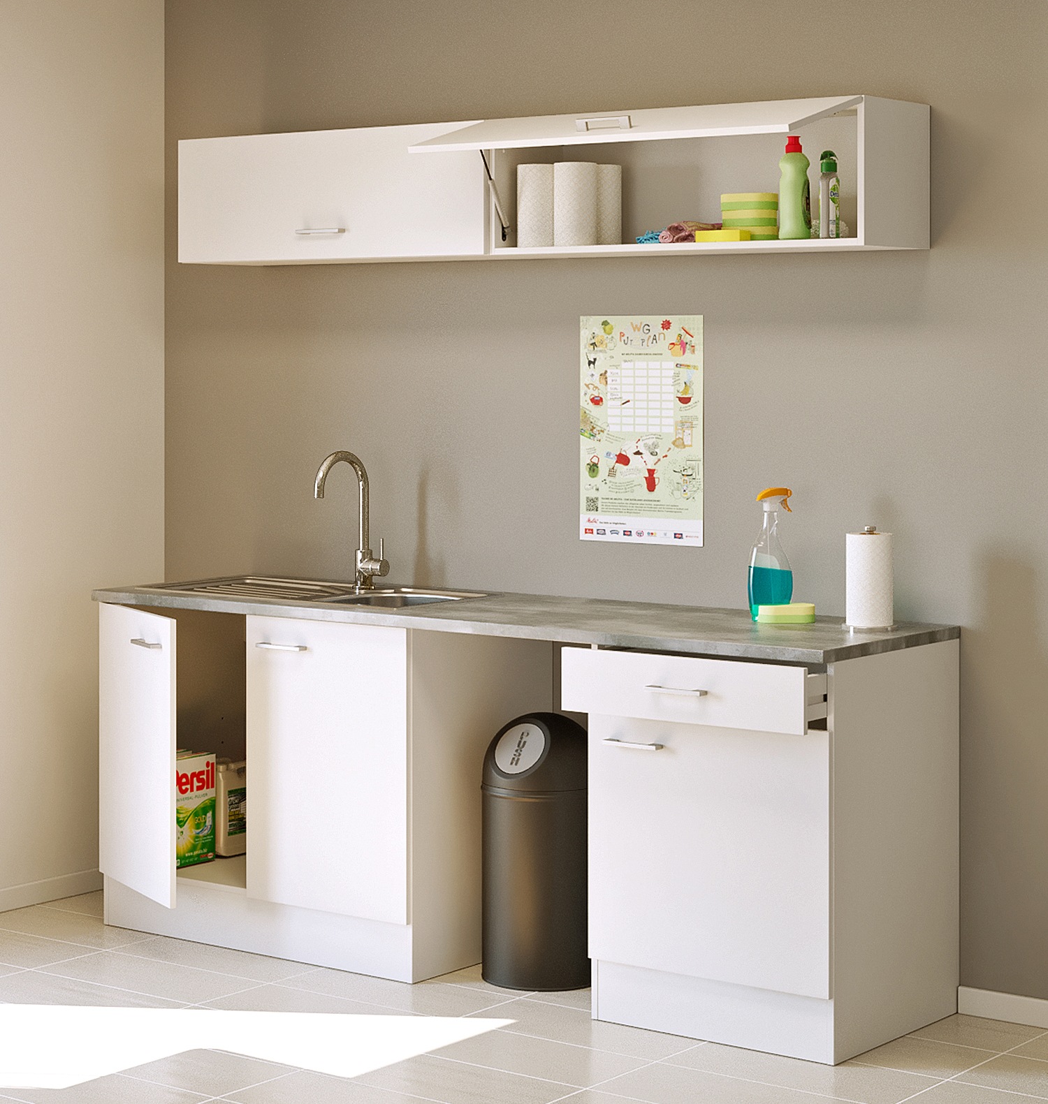 Flex-Well Mehrzweckschrank-Set »L-210-1618-000-Lucca«, (Komplett-Set), Gesamtbreite 210 cm, inkl. Einbauspüle
