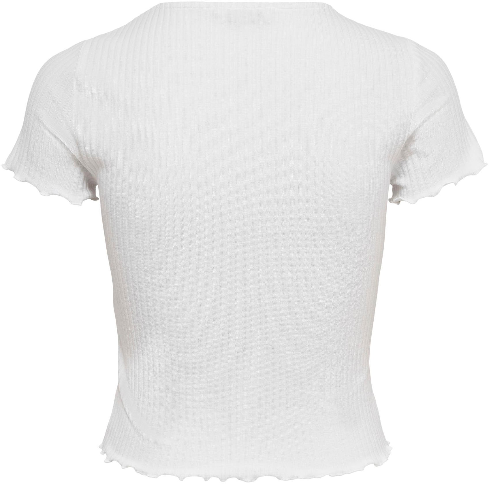 ONLY Rundhalsshirt »ONLEMMA S/S SHORT TOP NOOS JRS« Rundhals, modisch, regular fit, gewellter Abschluss, unifarben