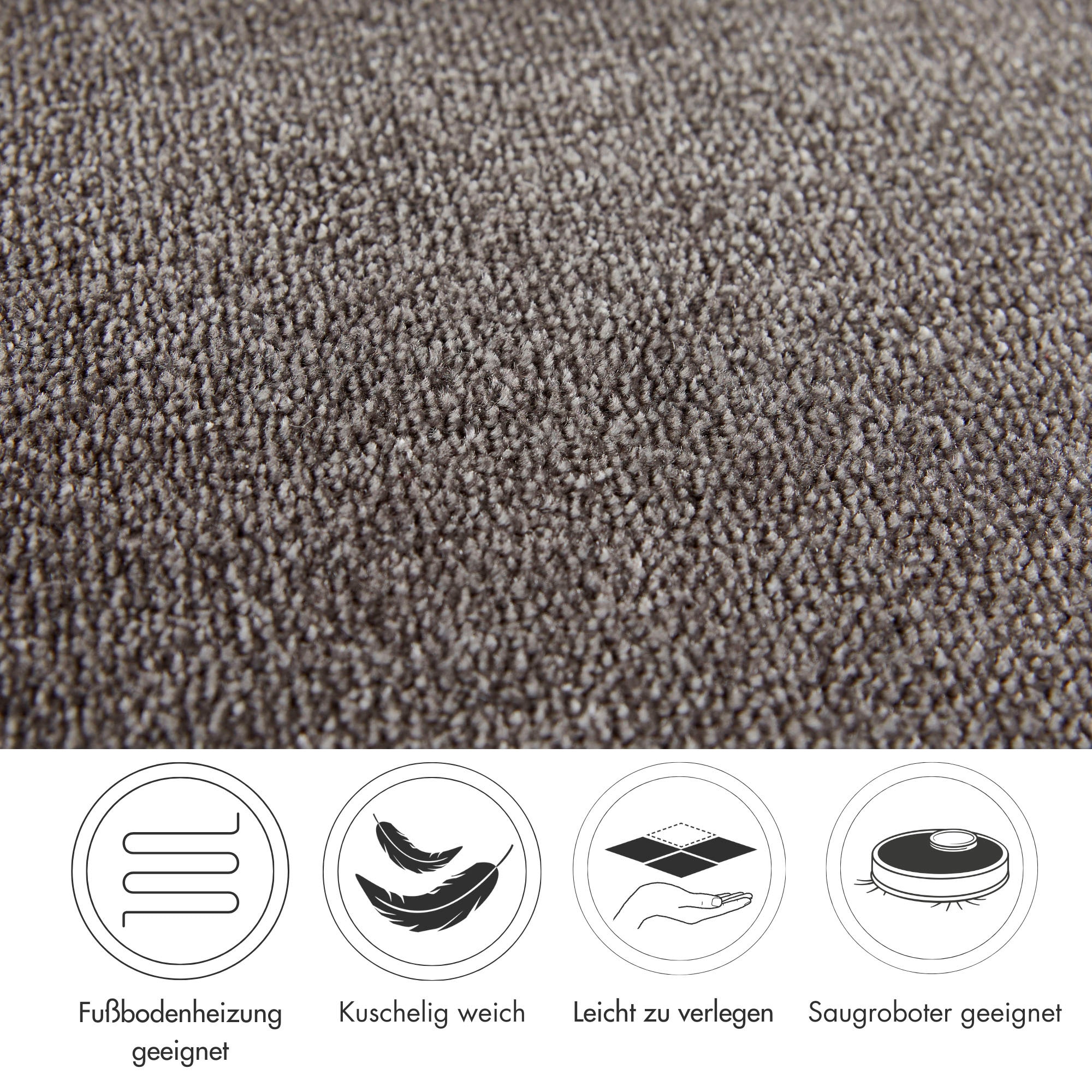 Andiamo Teppichboden »Levin, Velours, Made in Belgium«, rechteckig, 10 mm Höhe, Uni Farben, Breite 400 cm oder 500 cm, weiche Qualität