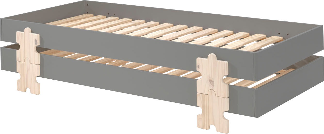 Vipack Kinderbett »Modulo«, (Made in Europe), Jugendbett, Einzelbett, Stapelbett mit Füßen in Puzzleoptik