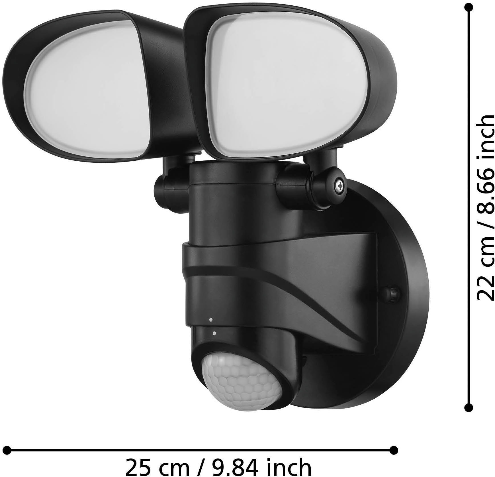 EGLO Wandleuchte »Pagino Wandlampe, Außenleuchte, Kunststoff, Außenstrahler, IP44, Lampe« LED-Modul 1 Stk. Kaltweiß Wand-/Deckenleuchte - L24,5 x H22 x AL18 cm - schwarz - 11,5W inkl.