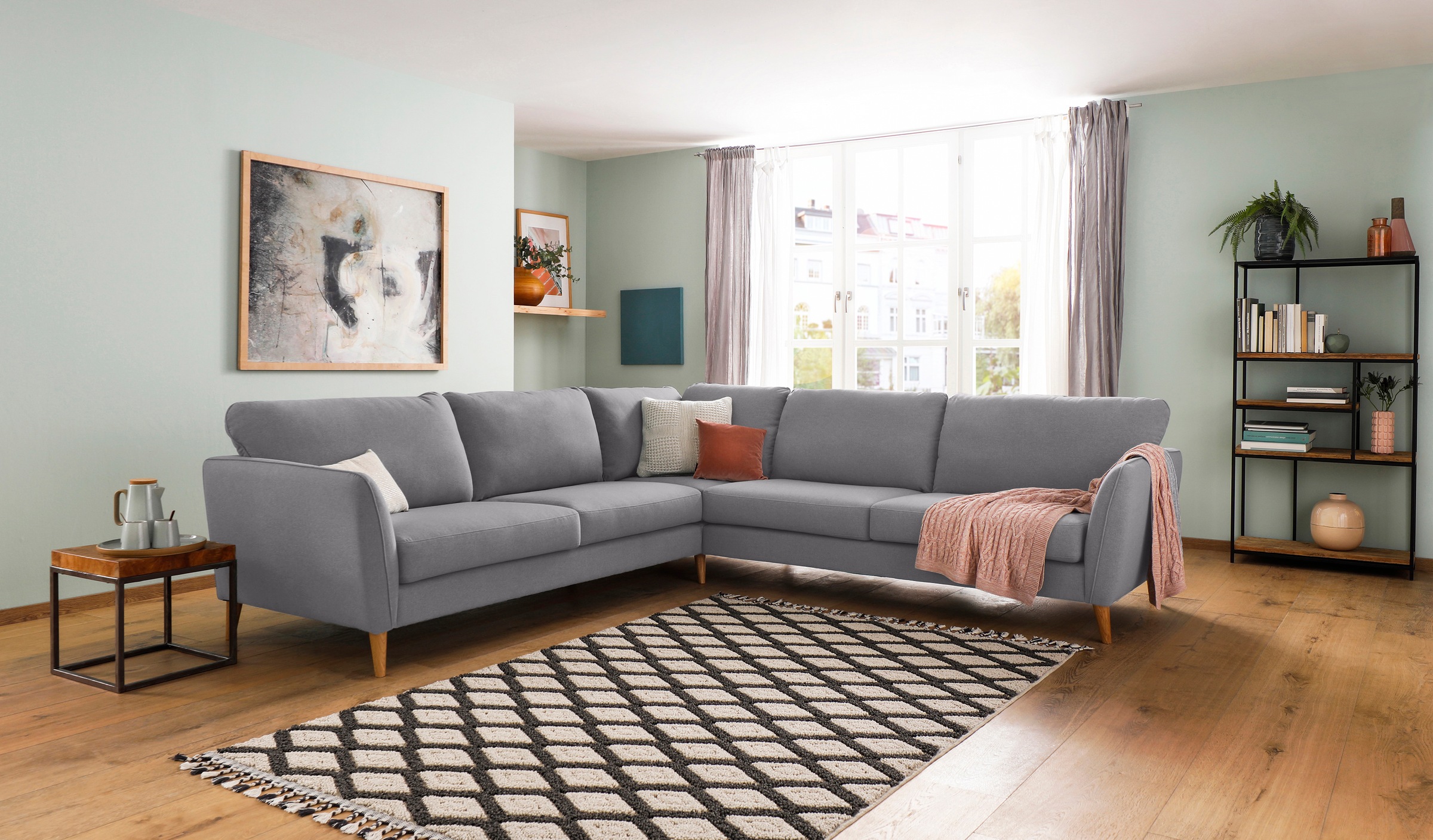Home affaire Ecksofa »MARSEILLE 278/278 cm, L-Form, Webstoff, Flachgewebe, günstig online kaufen