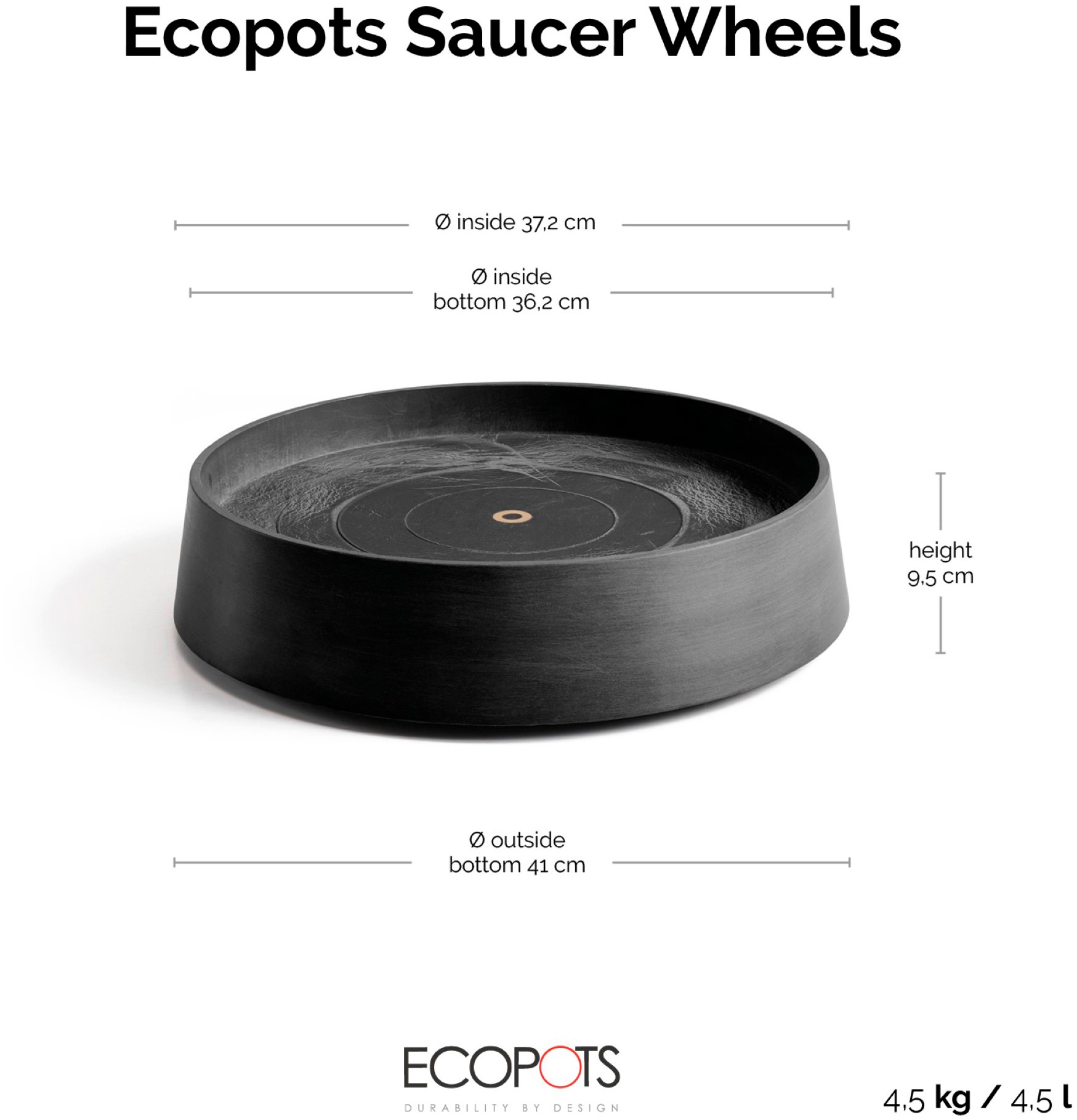 ECOPOTS Topfuntersetzer »mit Rollen Oslo 45 Dunkelgrau«, für innen und außen: frostsicher, bruchsicher und lichtbeständig