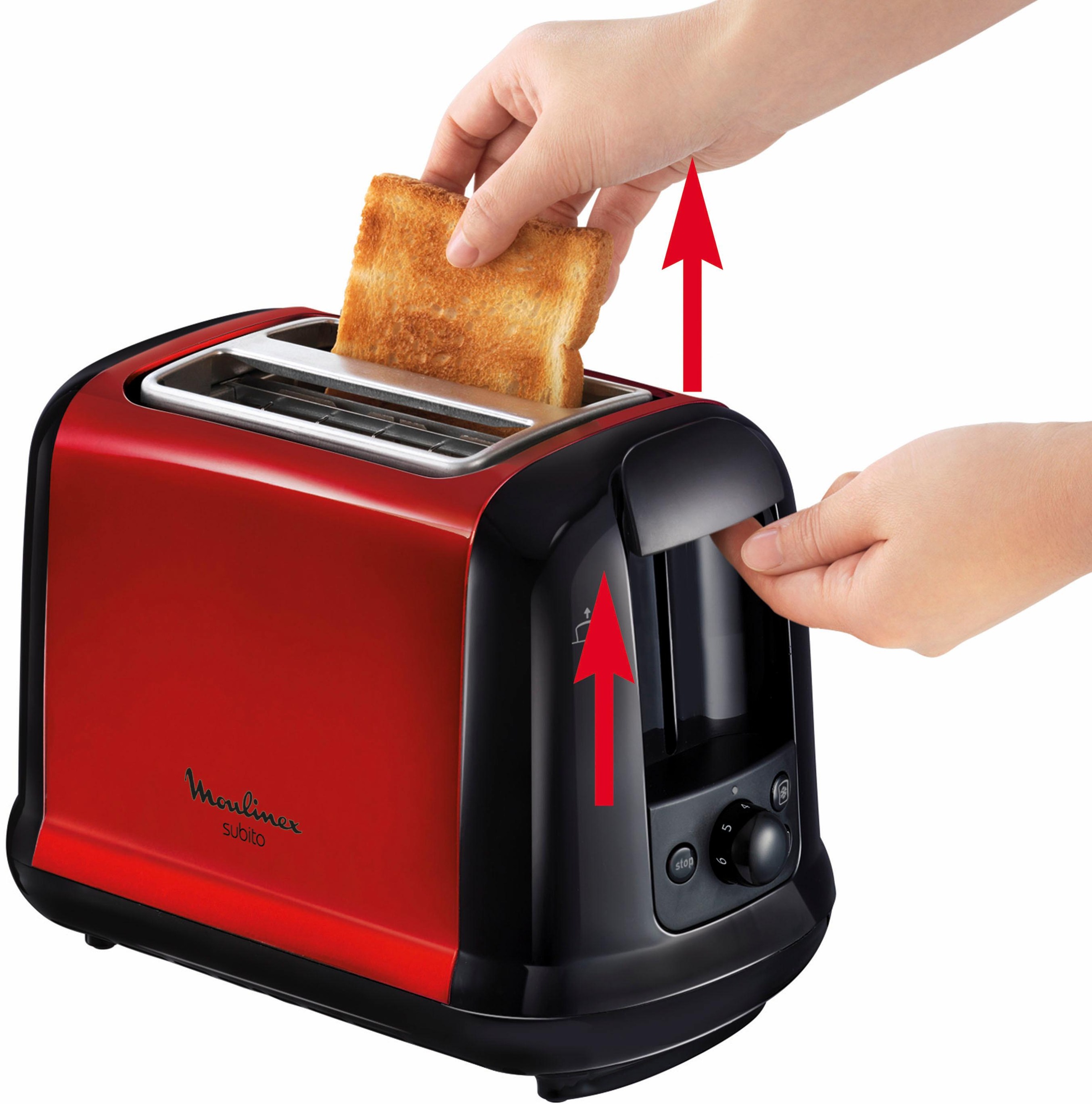 Moulinex Toaster »LT261D Subito« 2 kurze Schlitze für 2 Scheiben 850 W Anhebevorrichtung, 7 Bräunungsstufen, Krümelschublade