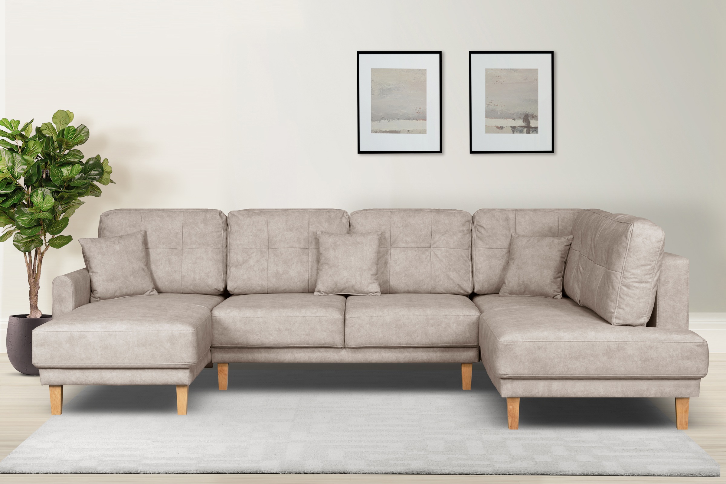 Home affaire Wohnlandschaft "TRIPLO U-Form wahlweise mit Schlaffunktion, B/ günstig online kaufen