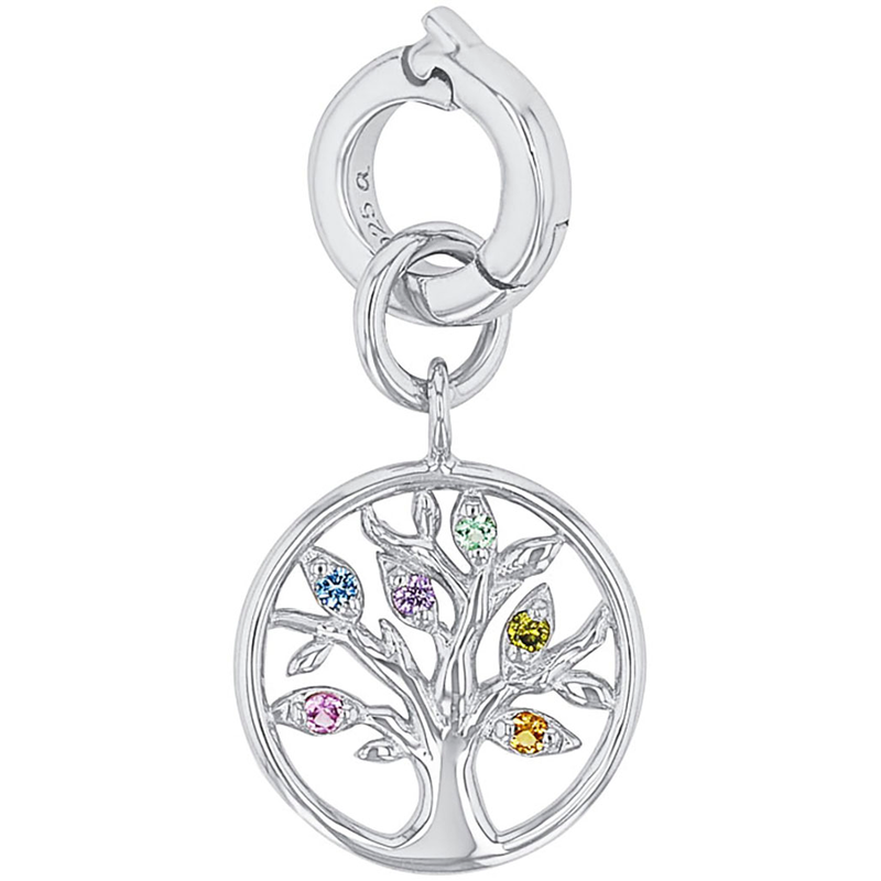 AMOR Charm-Einhänger »Lebensbaum« mit Zirkonia (synth.) silberfarben-pink-blau-lila-grün-apricot + pink-blau-lila-grün-apricot Geschmackvoller...