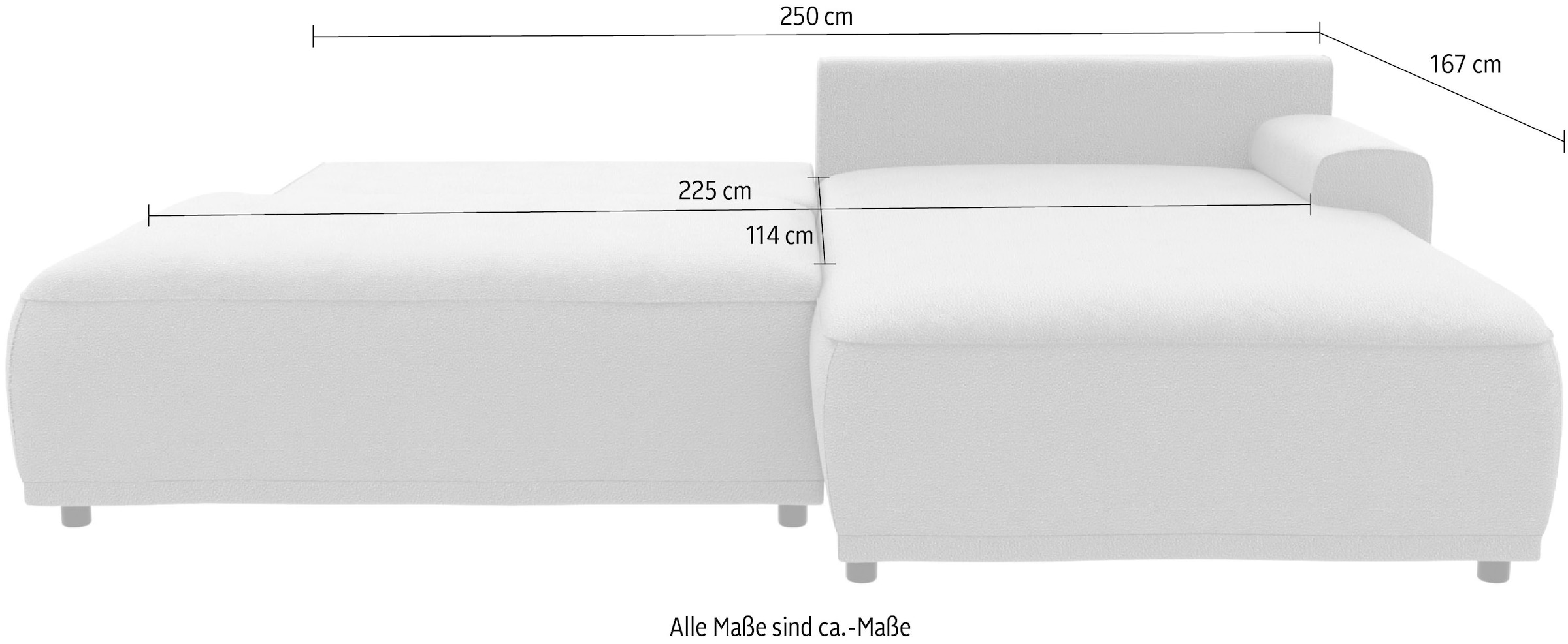 TRENDMANUFAKTUR Ecksofa »Fordon II, Schlafsofa mit Bettkasten, Couch in L-Form, Breite 250 cm«, in Cordstoff HYPER, dunkelgrau, Armlehne rechts