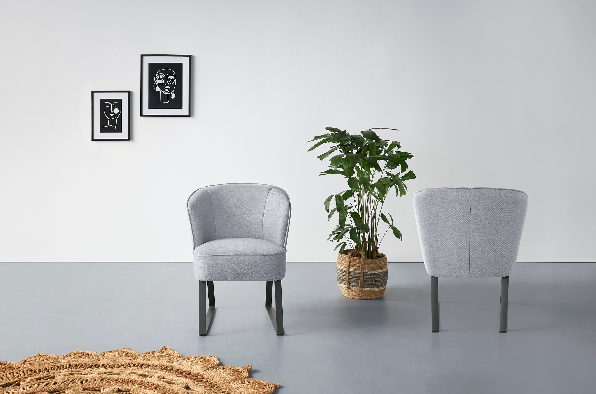 exxpo - sofa fashion Sessel »Americano, Loungesessel«, mit Keder und Metallfüßen, Bezug in verschiedenen Qualitäten, 1 Stck.