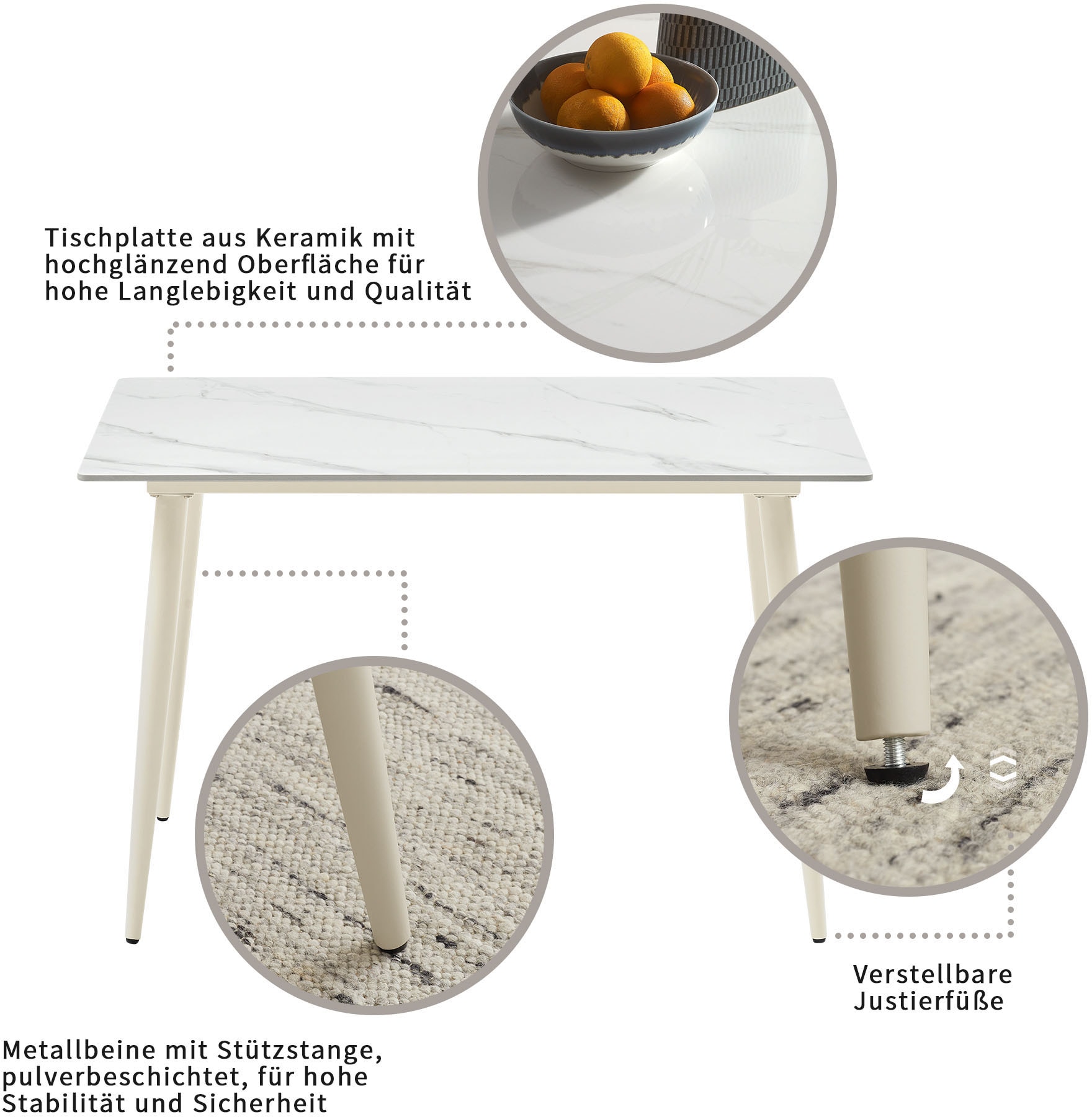 OTTO home Esstisch »Rylee« mit kratzfester Sintersteinplatte und modernem Metallgestell