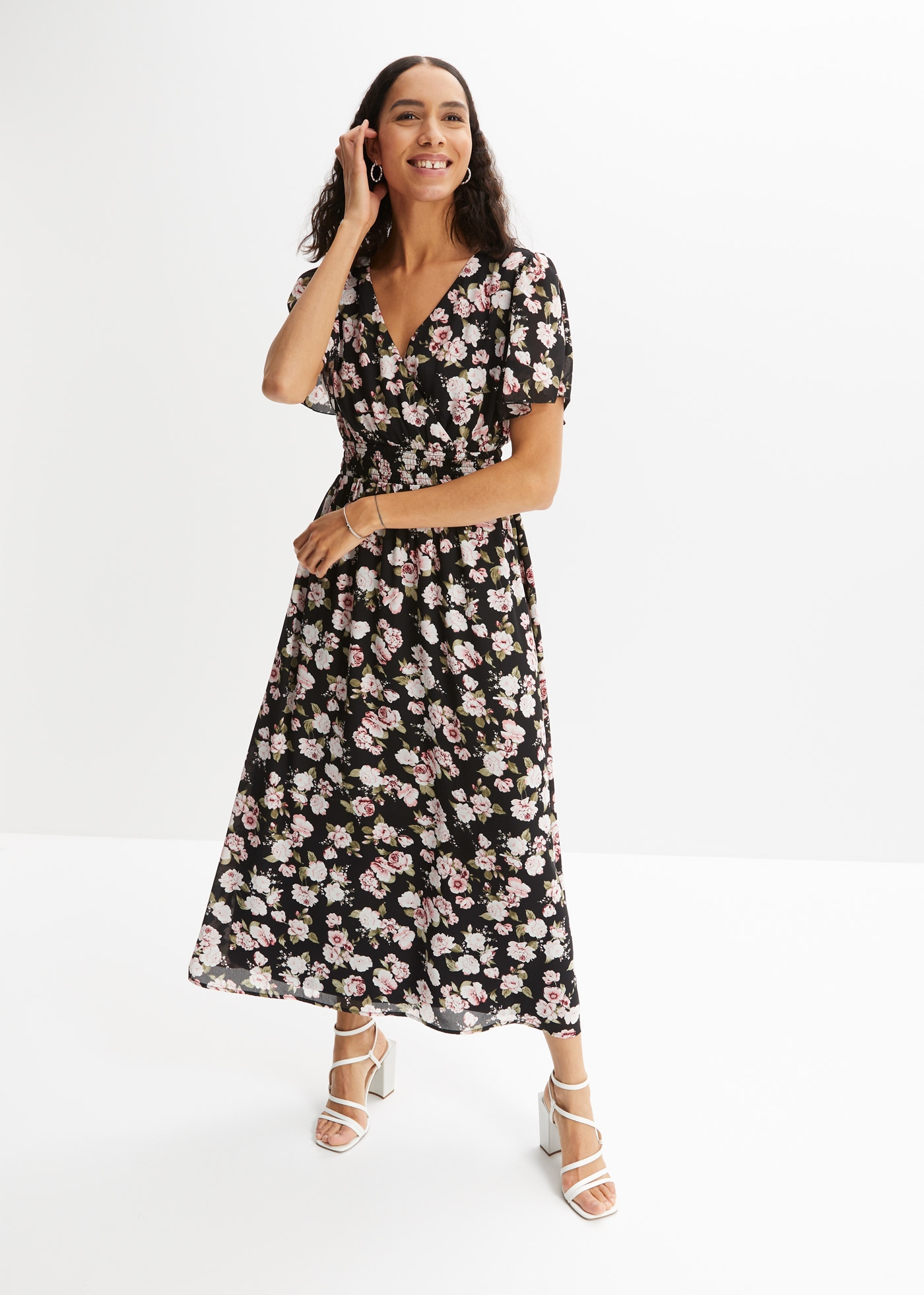 bonprix Maxikleid für den Alltag, aus Polyester, ausgestellte Passform