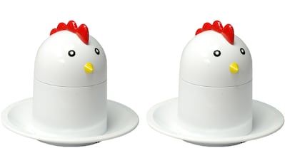 Eierköpfer, (Set, 2 tlg.), Kunststoff, Chicken-Design