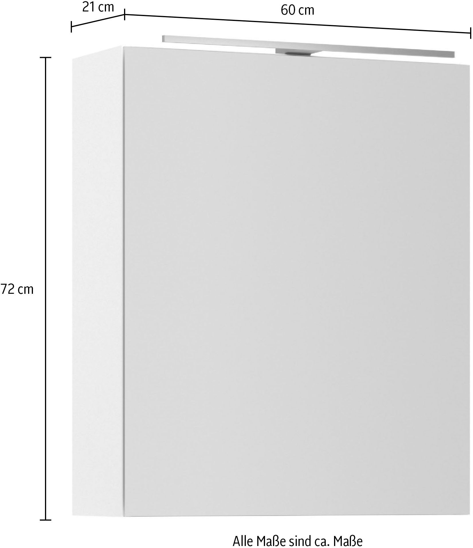 nobilia® Spiegelschrank »Prina«, (inkl. Beleuchtung mit Dimmerfunktion), in Breiten 60, 80, 100 und 120 cm, innenliegende Steckdose