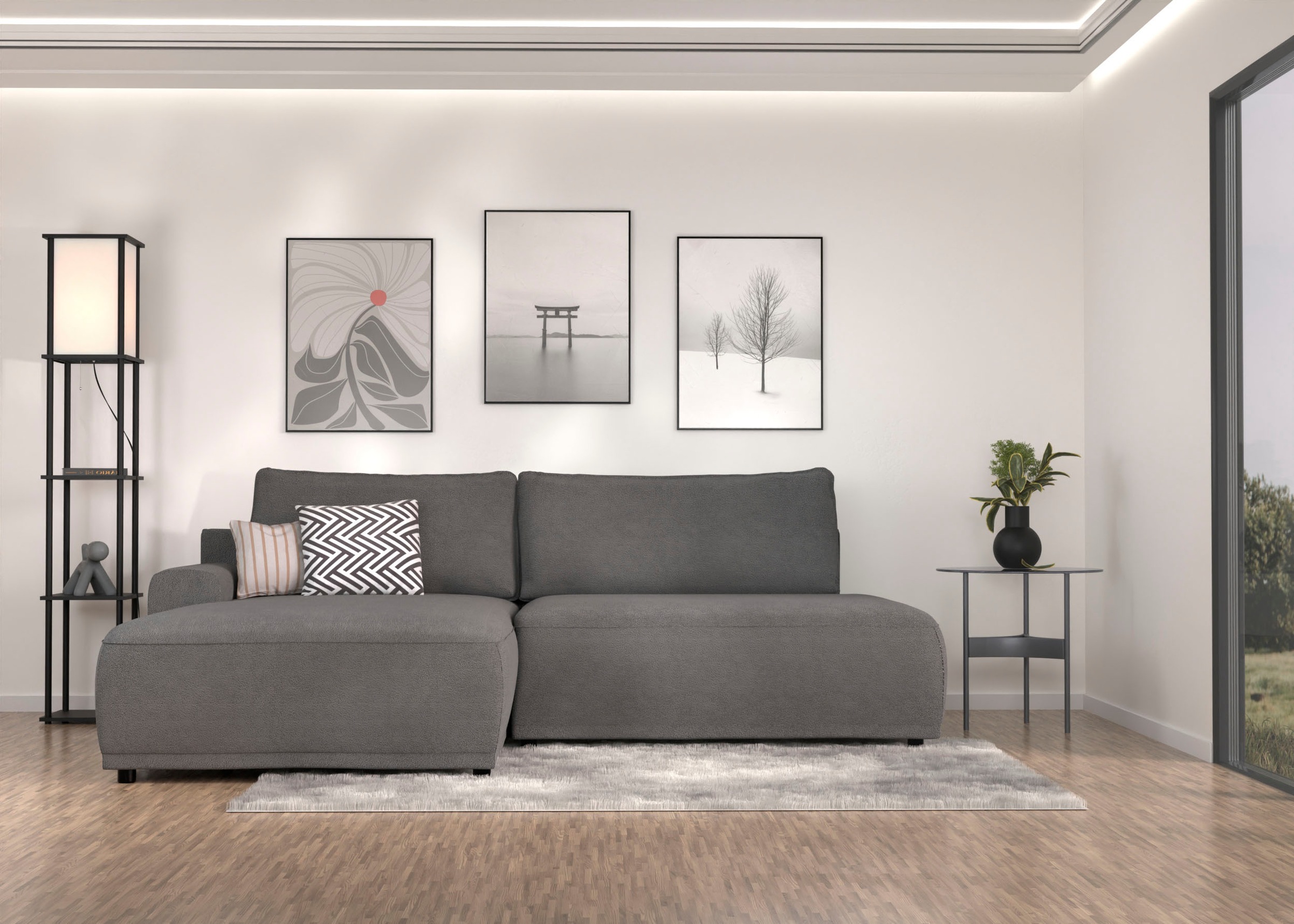 TRENDMANUFAKTUR Ecksofa »Fordon II, Schlafsofa mit Bettkasten, Couch in L-F günstig online kaufen