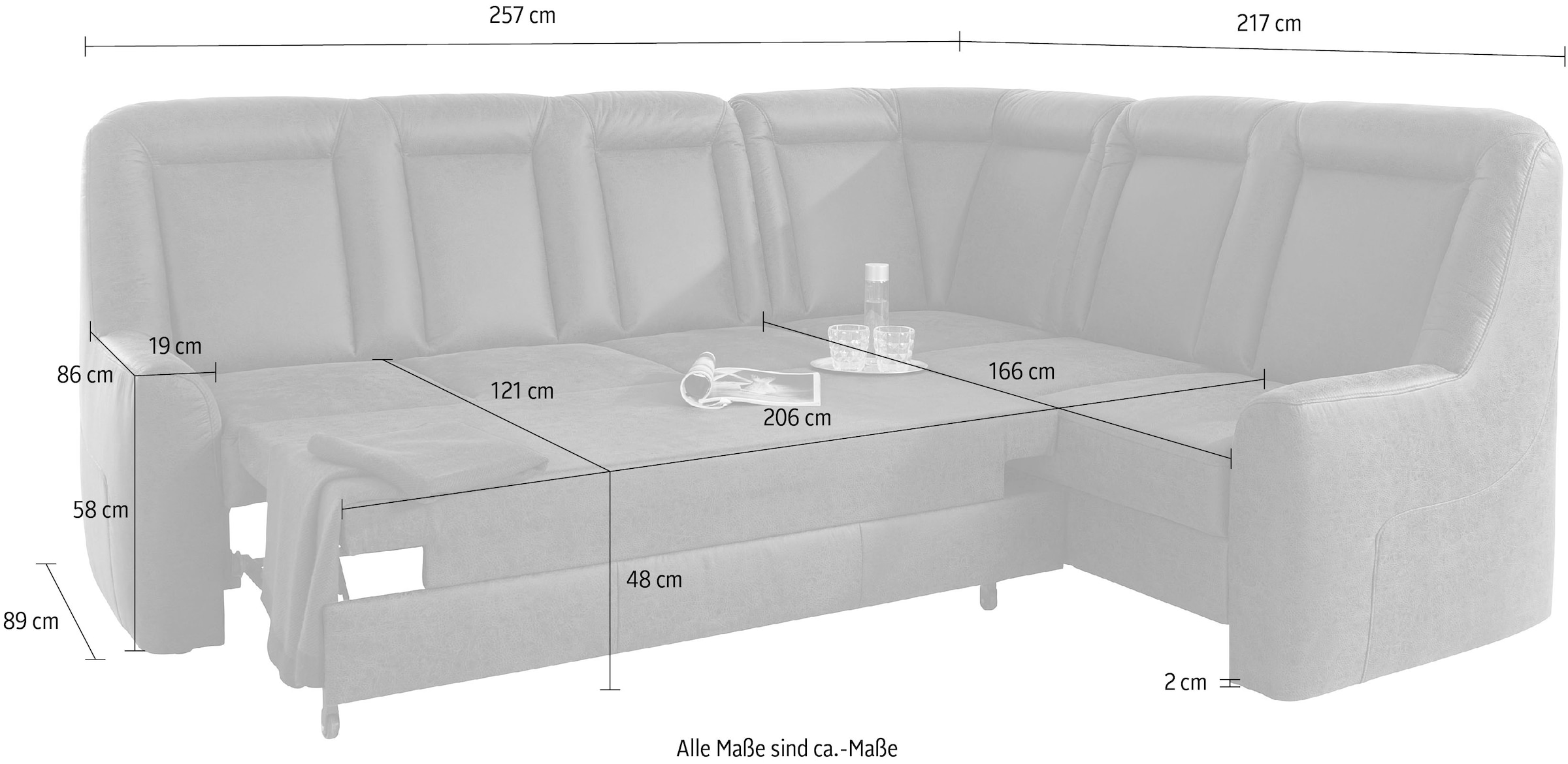 sit&more Ecksofa »Melissa L-Form«, klassisches Polsterprogramm, wahlweise Bettfunktion und Schubkasten
