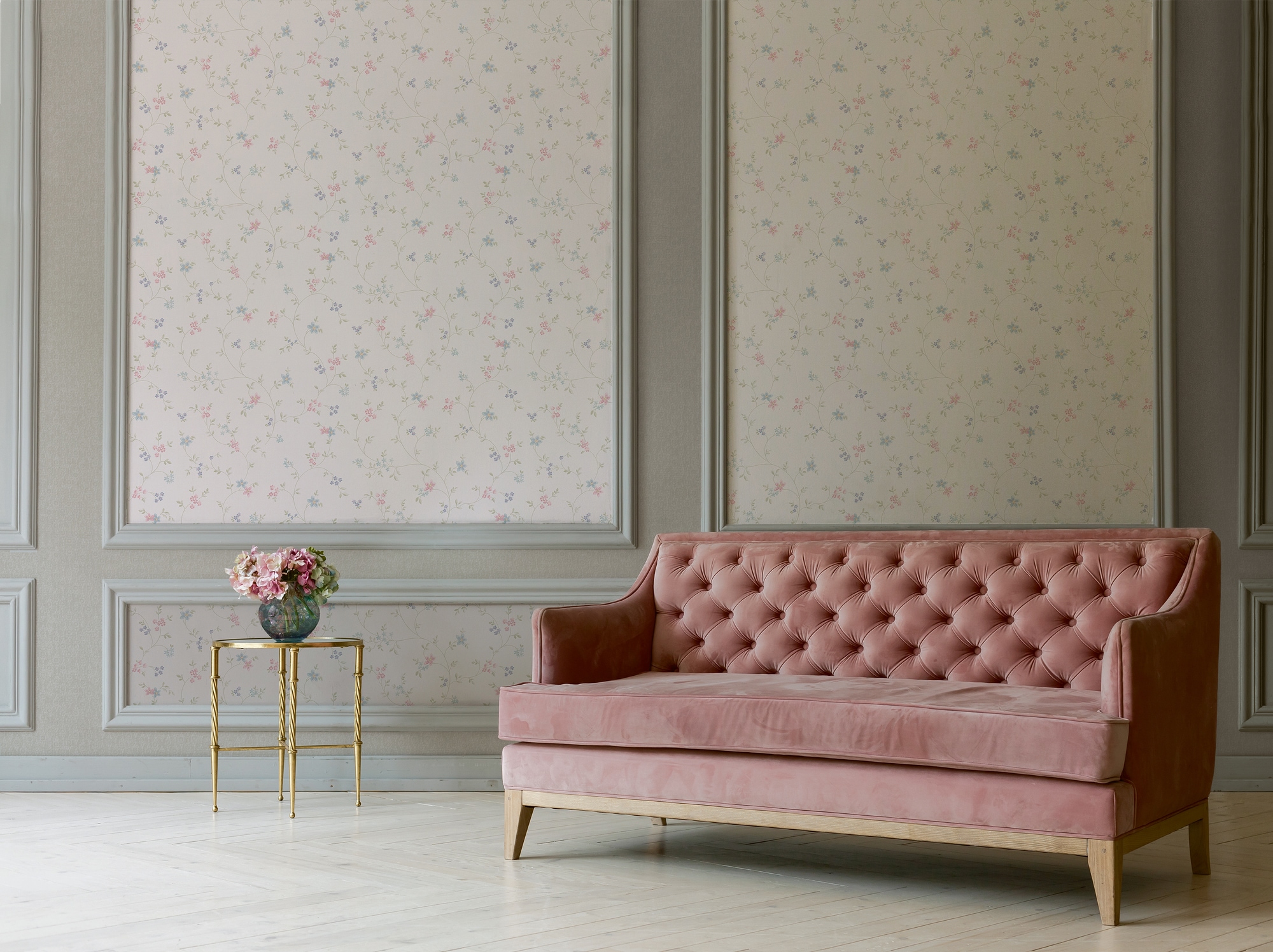 A.S. Création Vliestapete »Landhaustapete mit Blümchen«, matt-gemustert-neutral, Tapete Floral Blumenranke Tapeten Wohnzimmer Schlafzimmer Küche Design