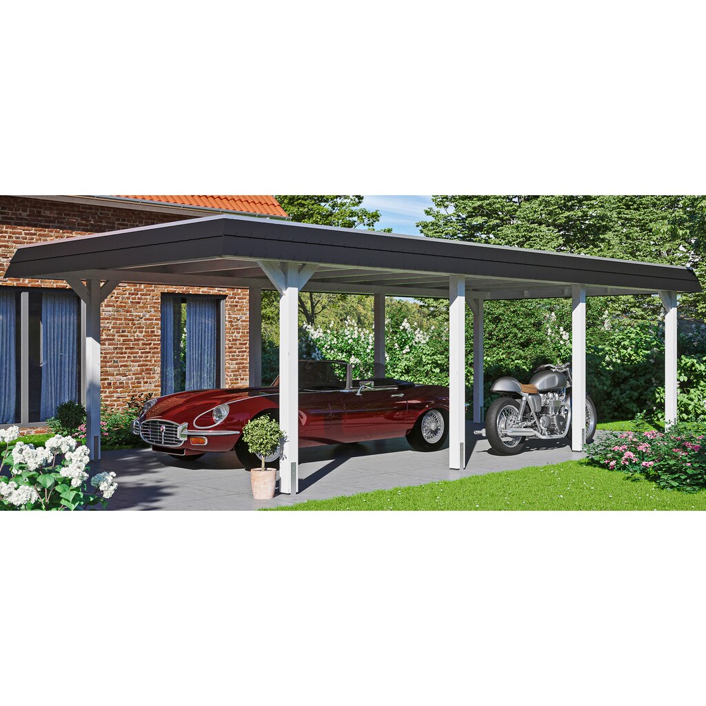 Skanholz Einzelcarport »Wendland«, Leimholz-Nordisches Fichtenholz, 341 cm, weiß