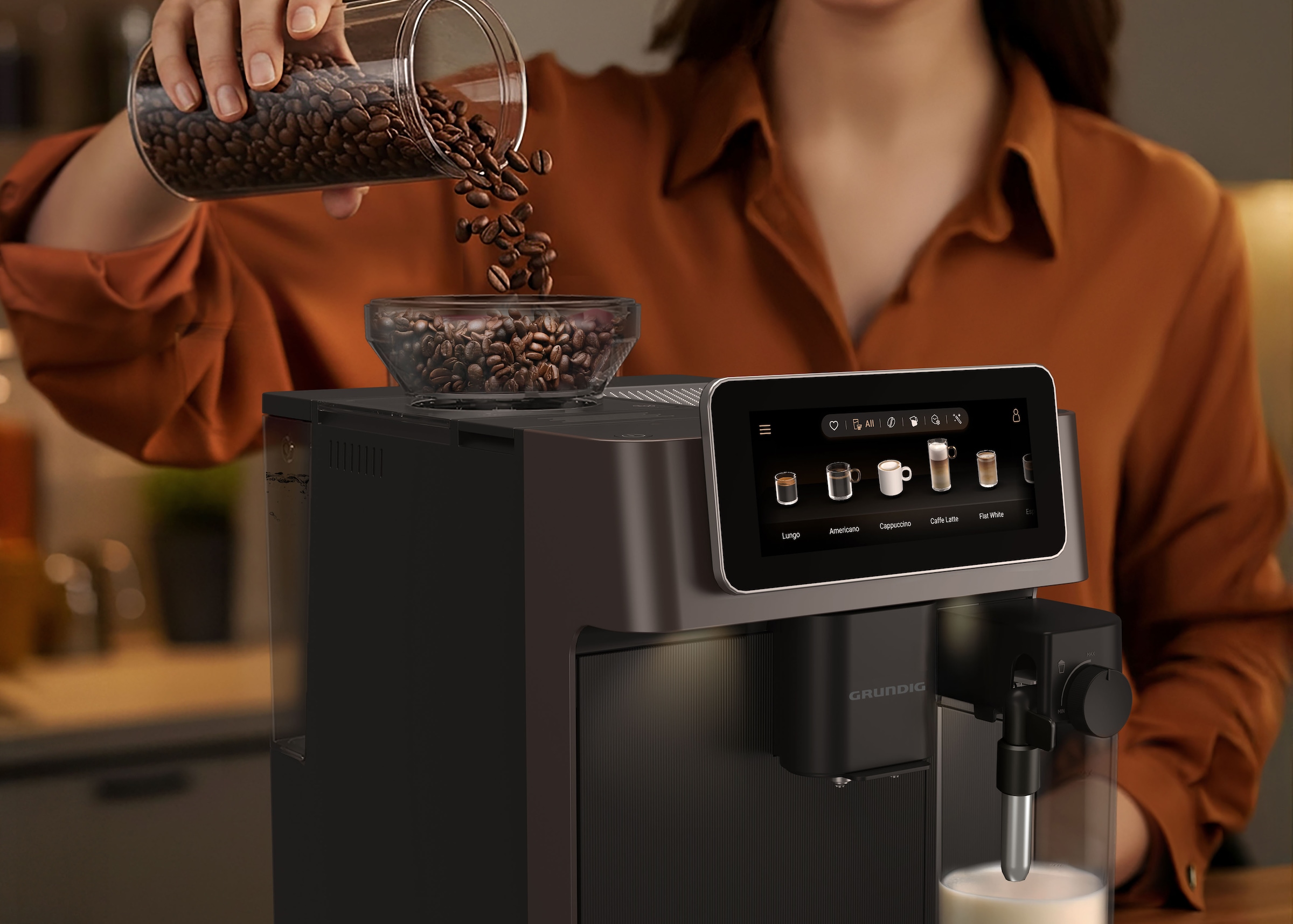 Grundig Kaffeevollautomat »KVA 9230« Premium Kaffeevollautomat mit App, 50+ Getränke & CreamyPro™