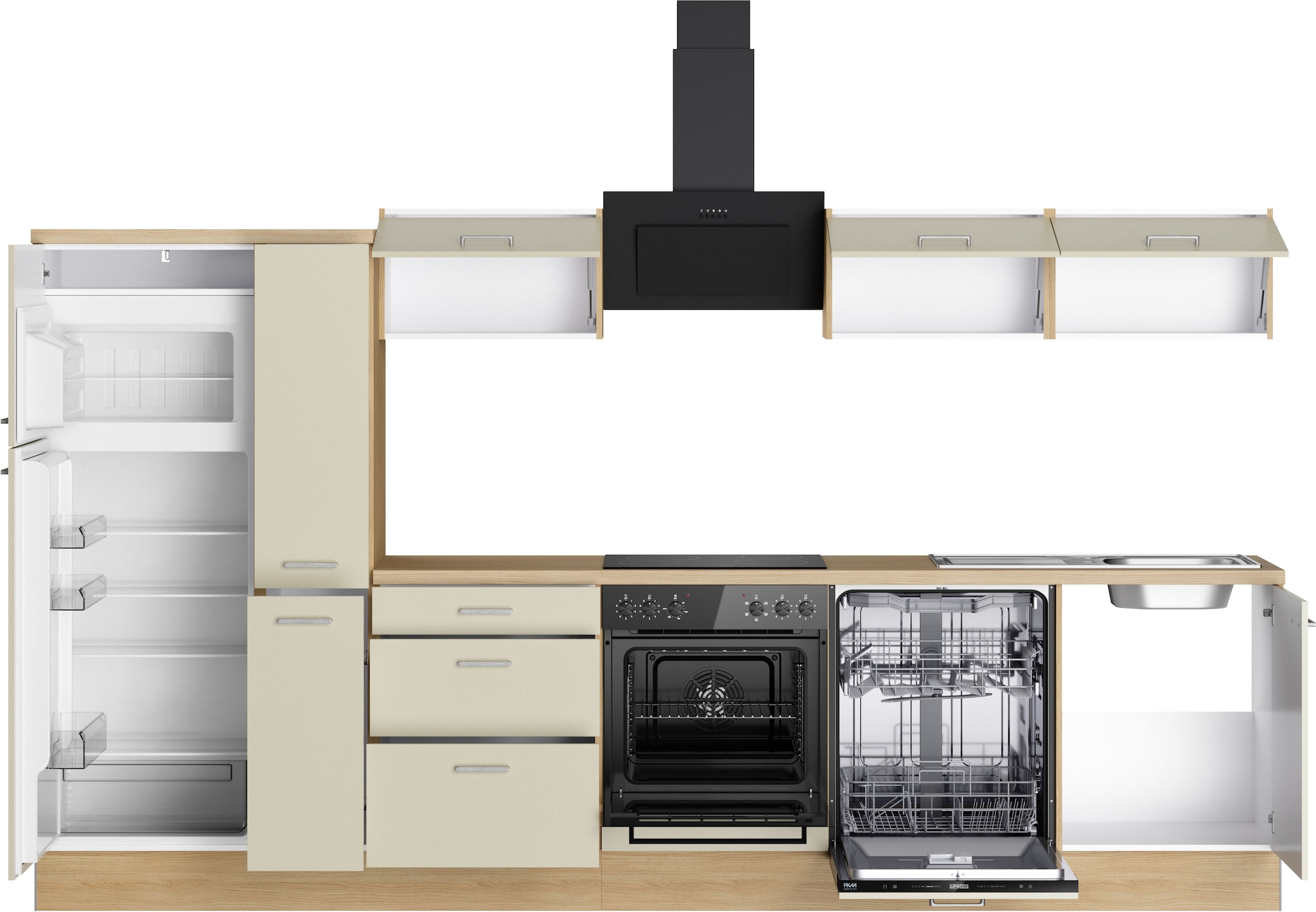 KOCHSTATION Küchenzeile »KS-Sion« Breite 330 cm, neue Technik: OPTIsnap, wahlweise mit E-Geräten