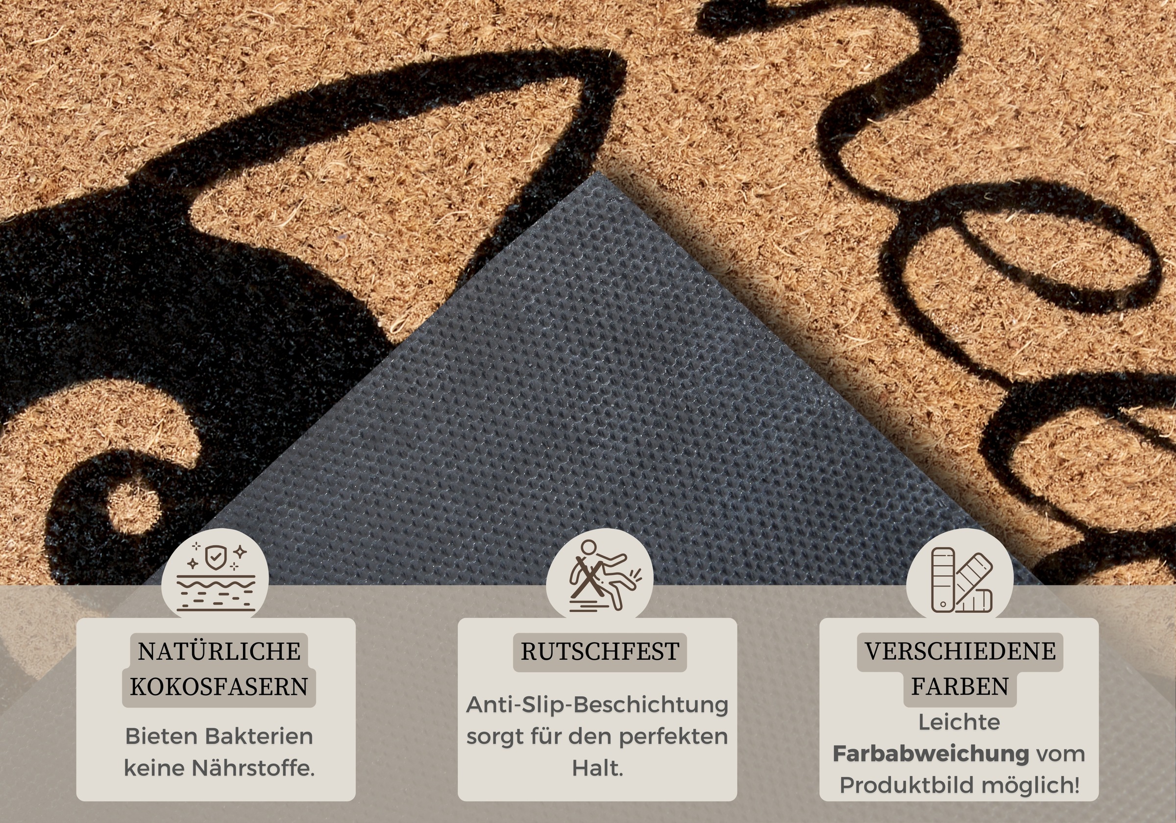 HANSE Home Fußmatte »Kokos Watching Cat, Türmatte«, rechteckig, 15 mm Höhe, Kokos, Schmutzfangmatte, Outdoor, Rutschfest, Innen, Kokosmatte, Flur