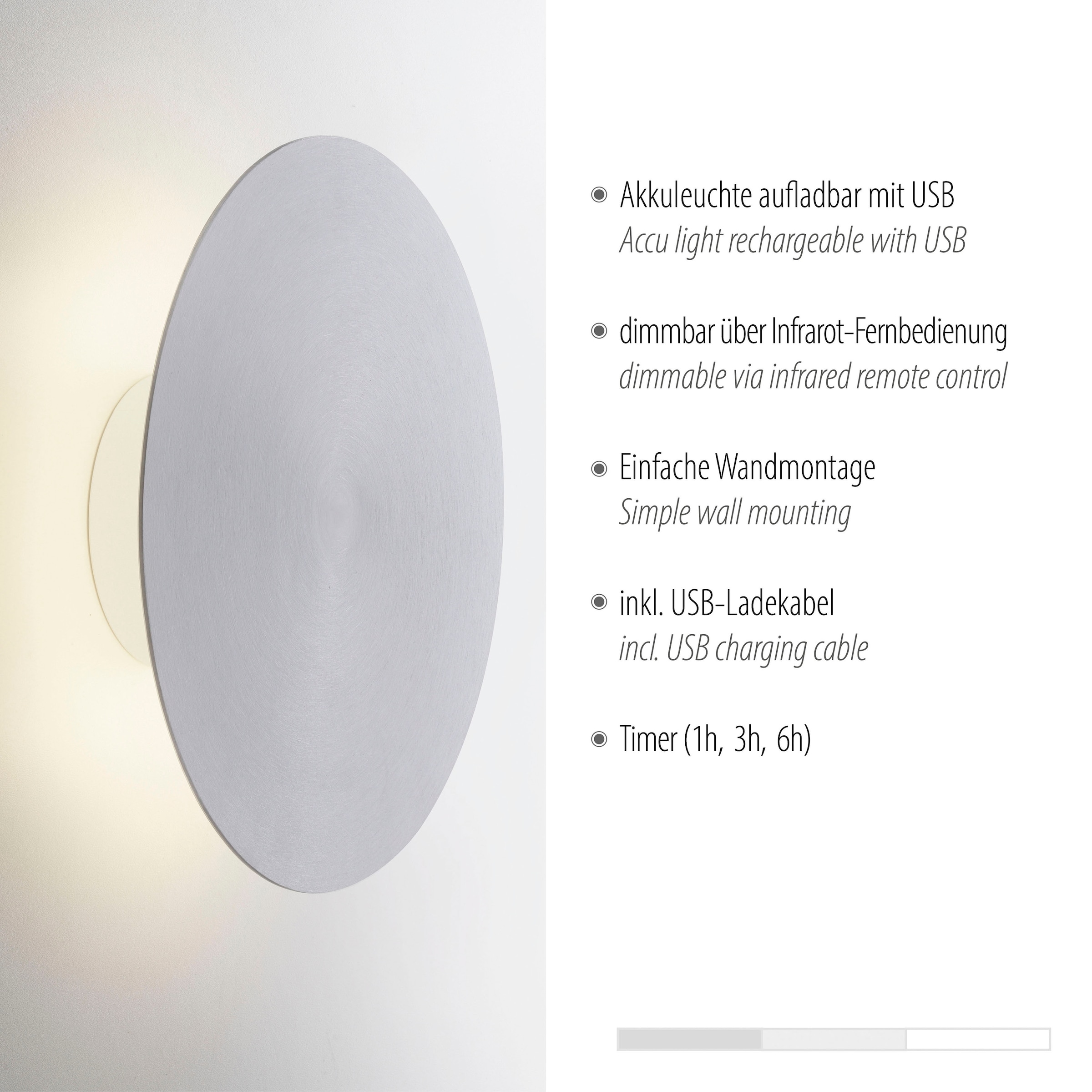 Paul Neuhaus Wandleuchte »AKKU PUNTU« LED-Board 1 Stk. Warmweiß