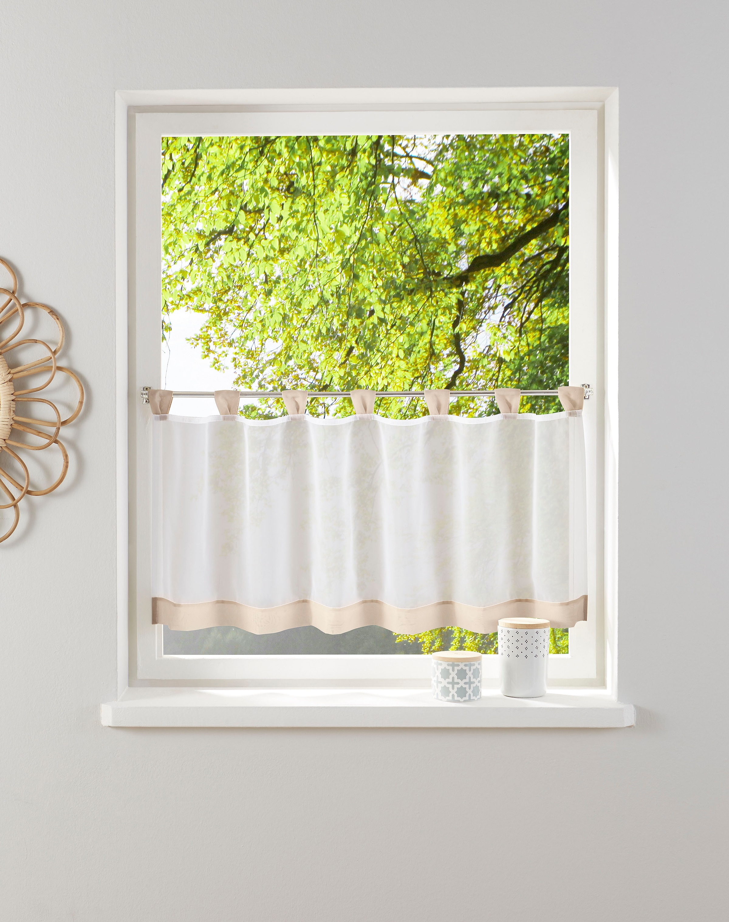my home Scheibengardine »Bitola« Schlaufen 1 Stk. tlg. Fertiggardine, trans günstig online kaufen