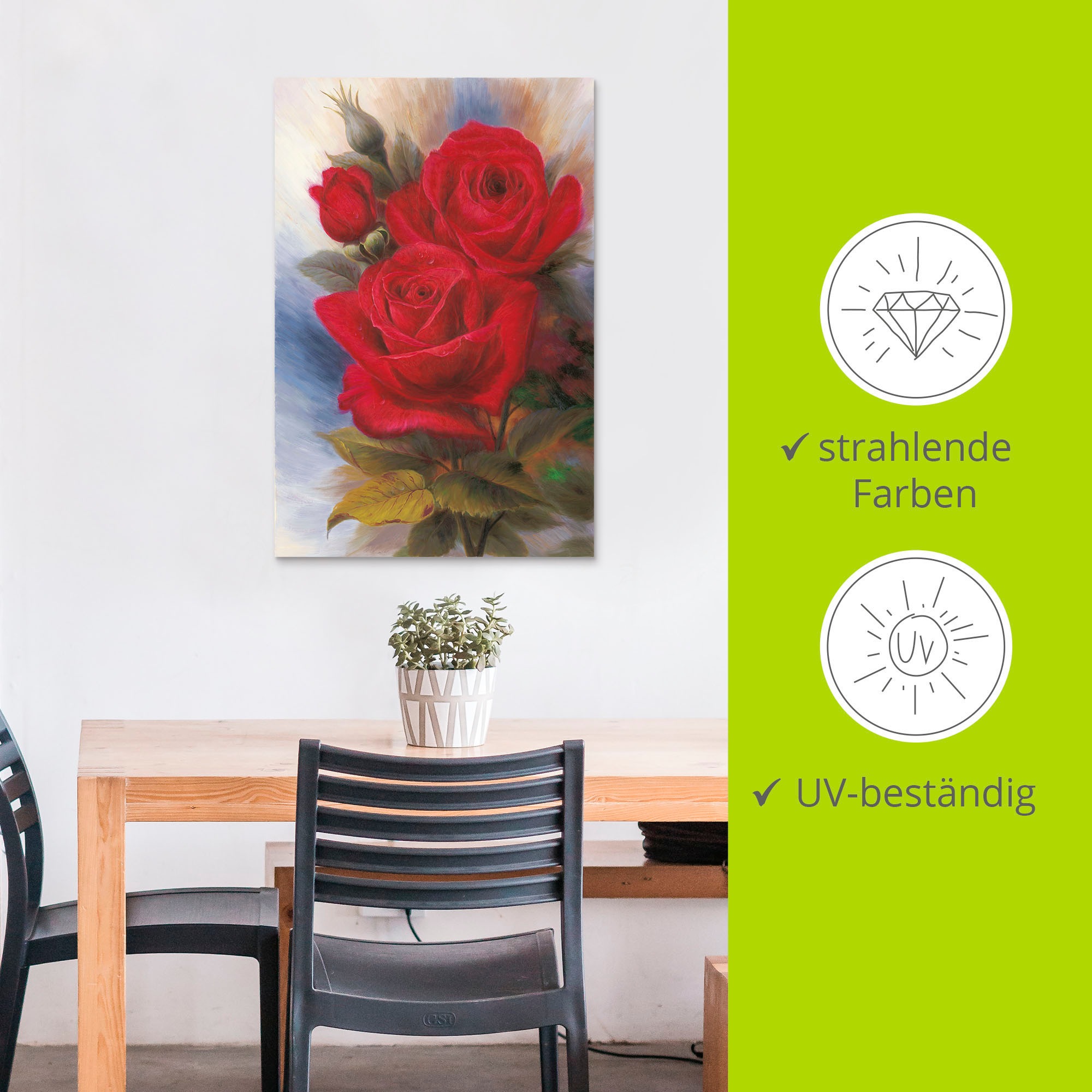 Artland Wandbild »Rote Rosen I«, Blumenbilder, (1 St.), als Alubild, Leinwandbild, Wandaufkleber oder Poster in versch. Größen